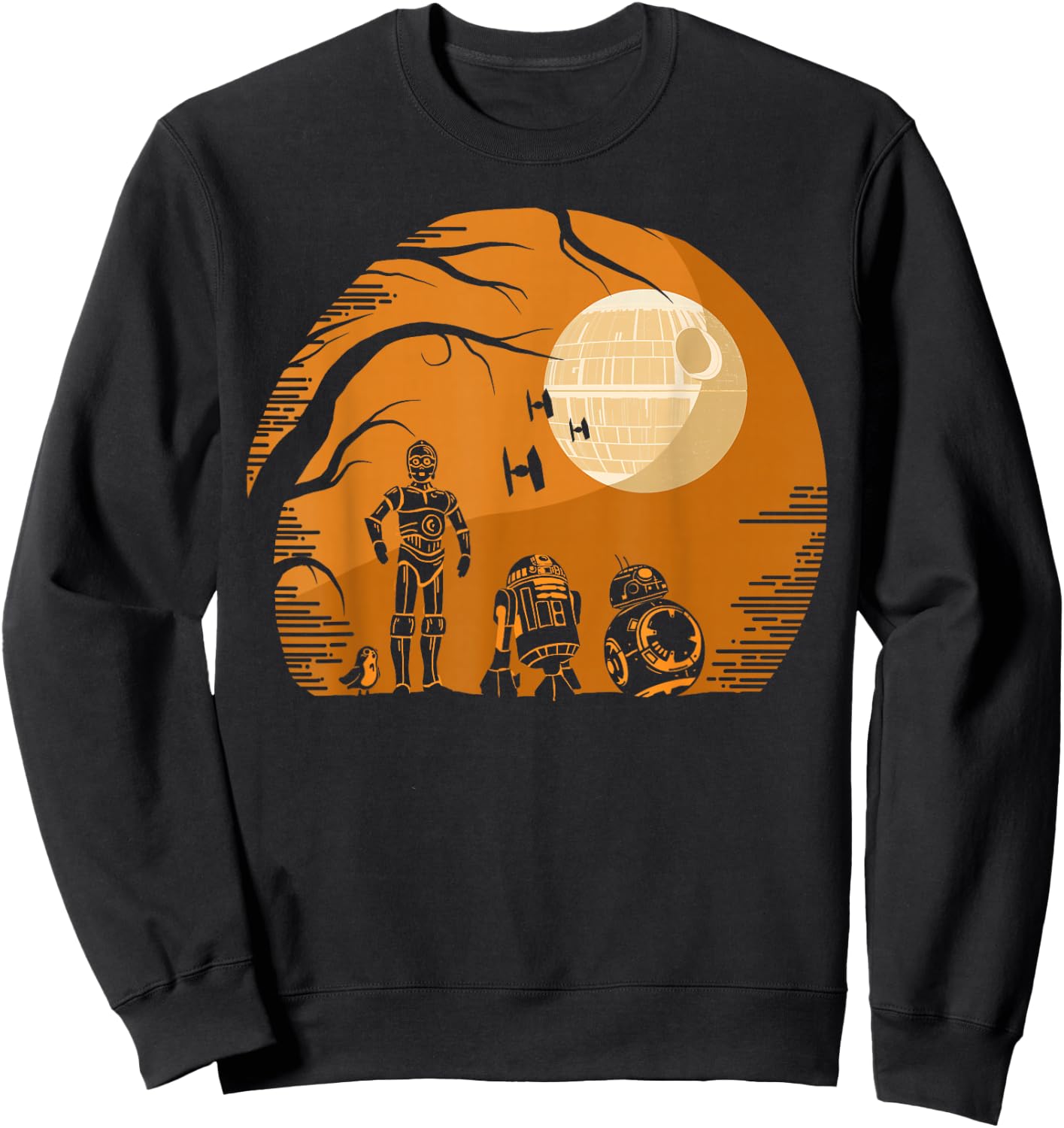 Star Wars Droids Halloween Orange Hue Death Star Portrait Sweatshirt - Sweatshirt | Black
