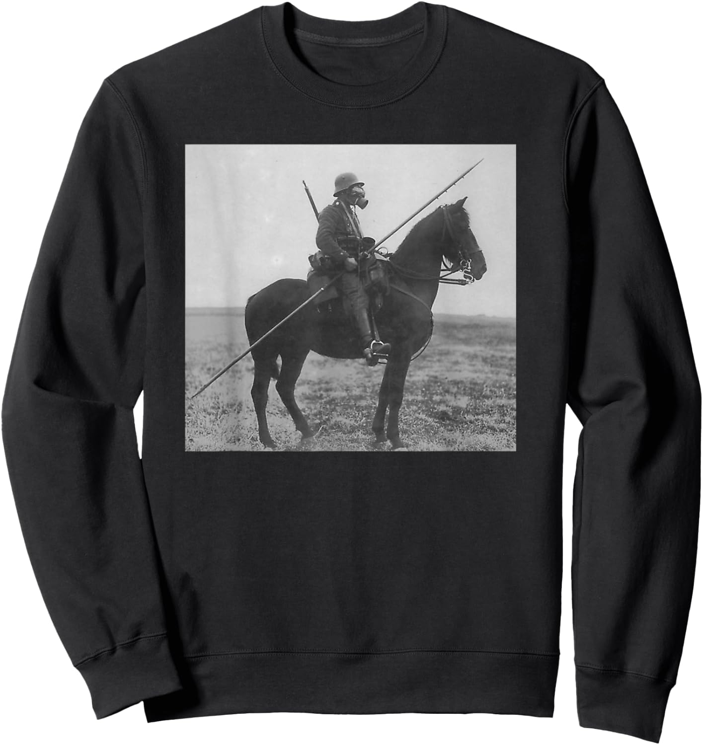 WW1 Vintage Solider Horse Gas Mask Spear Shirt Sweatshirt - Sweatshirt | Black