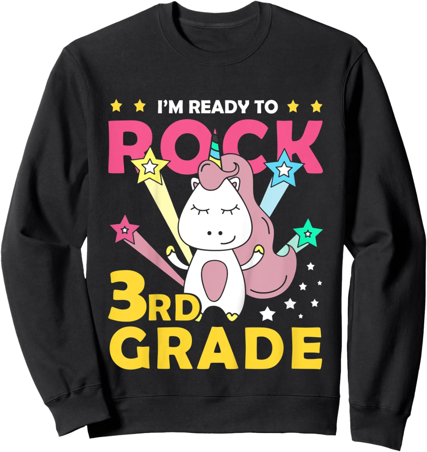 Kids I'm Ready Crush 3rd Grade Shirt Cute Unicorn Sweatshirt - Sweatshirt | Black
