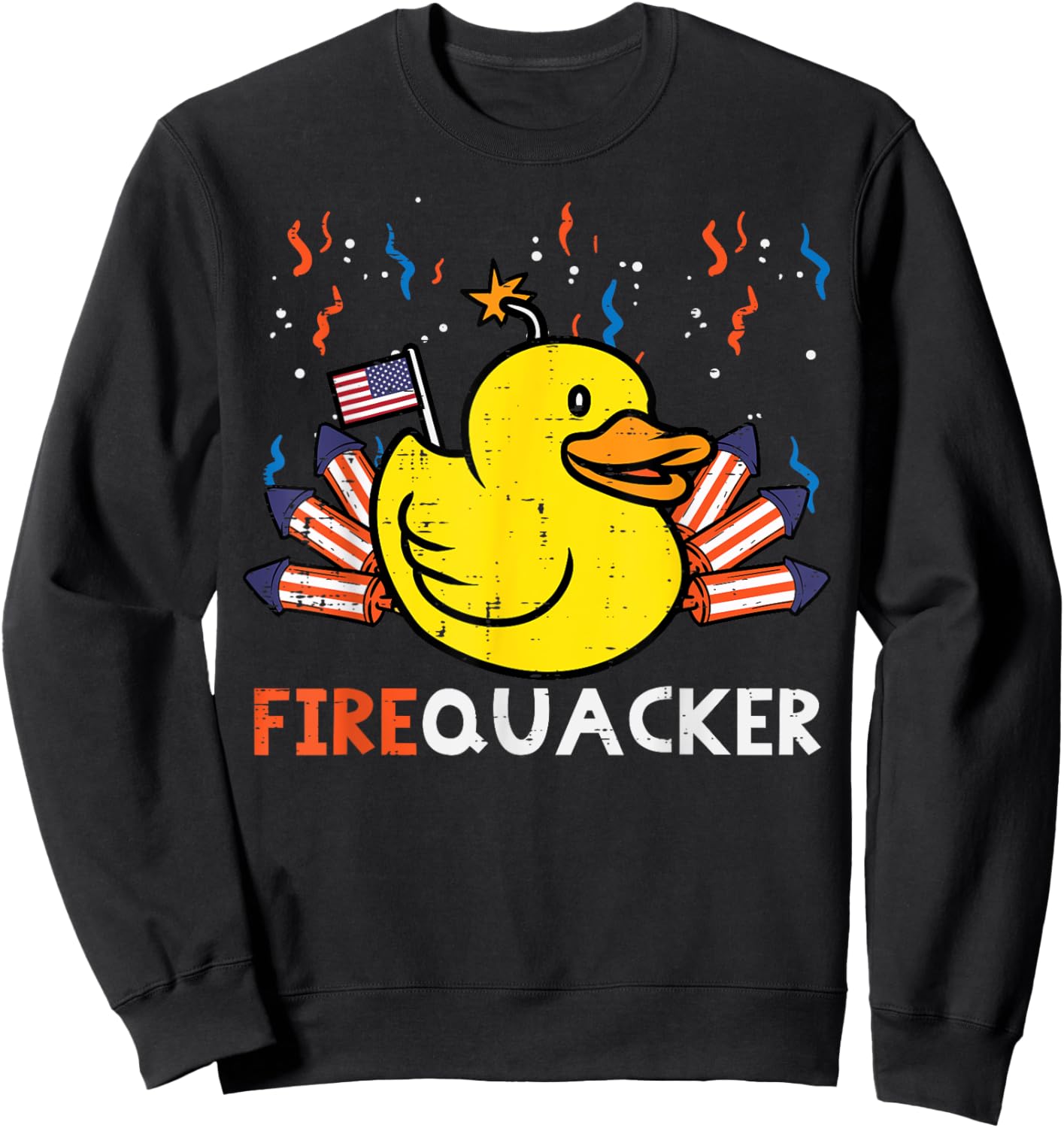 4th July Rubber Duck Firequacker Patriot Men Boys Kids Women Sweatshirt - Sweatshirt | Black