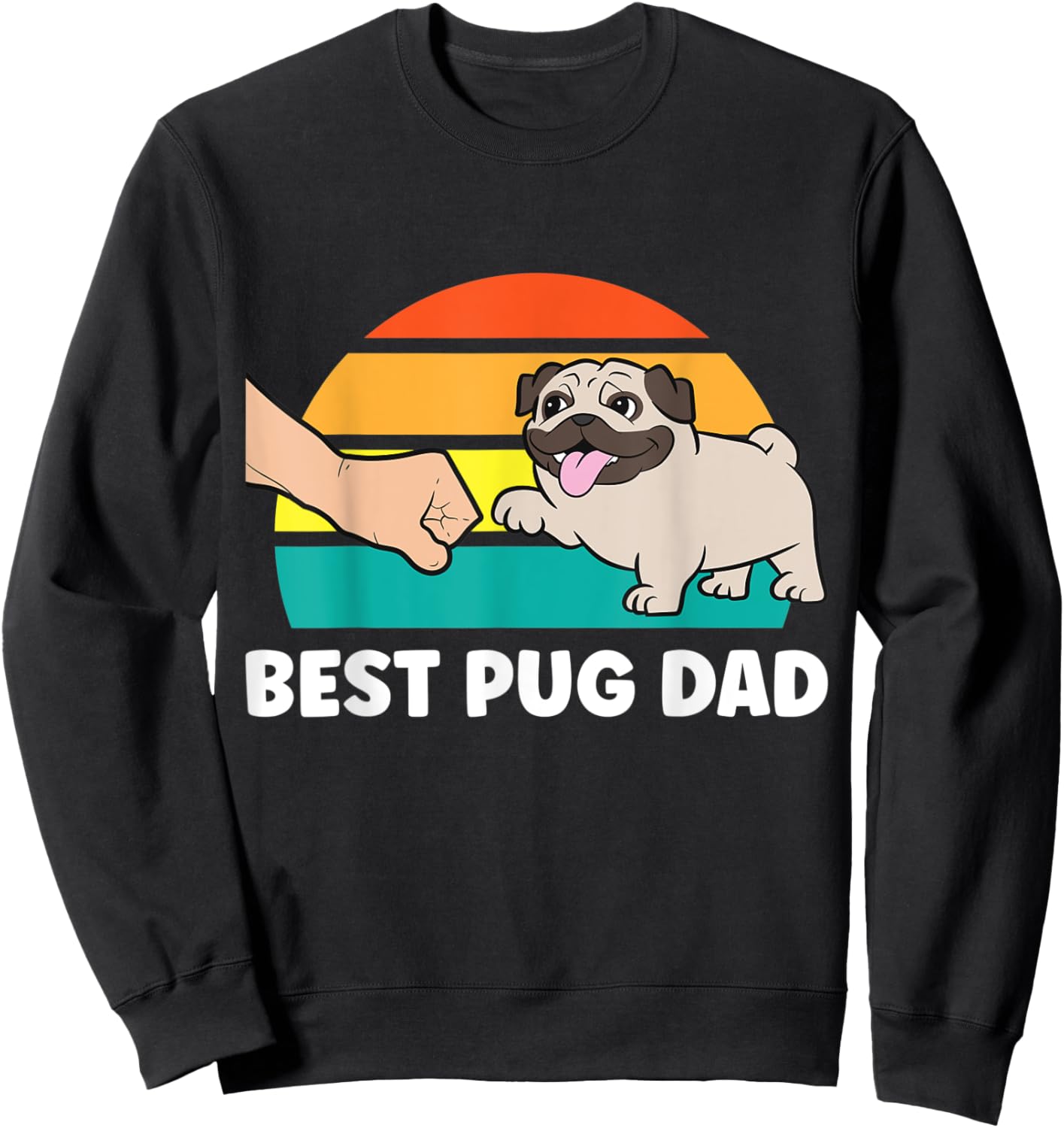 Pug Dog Owner Dad Best Pug Dad Women Kids Sweatshirt - Sweatshirt | Black
