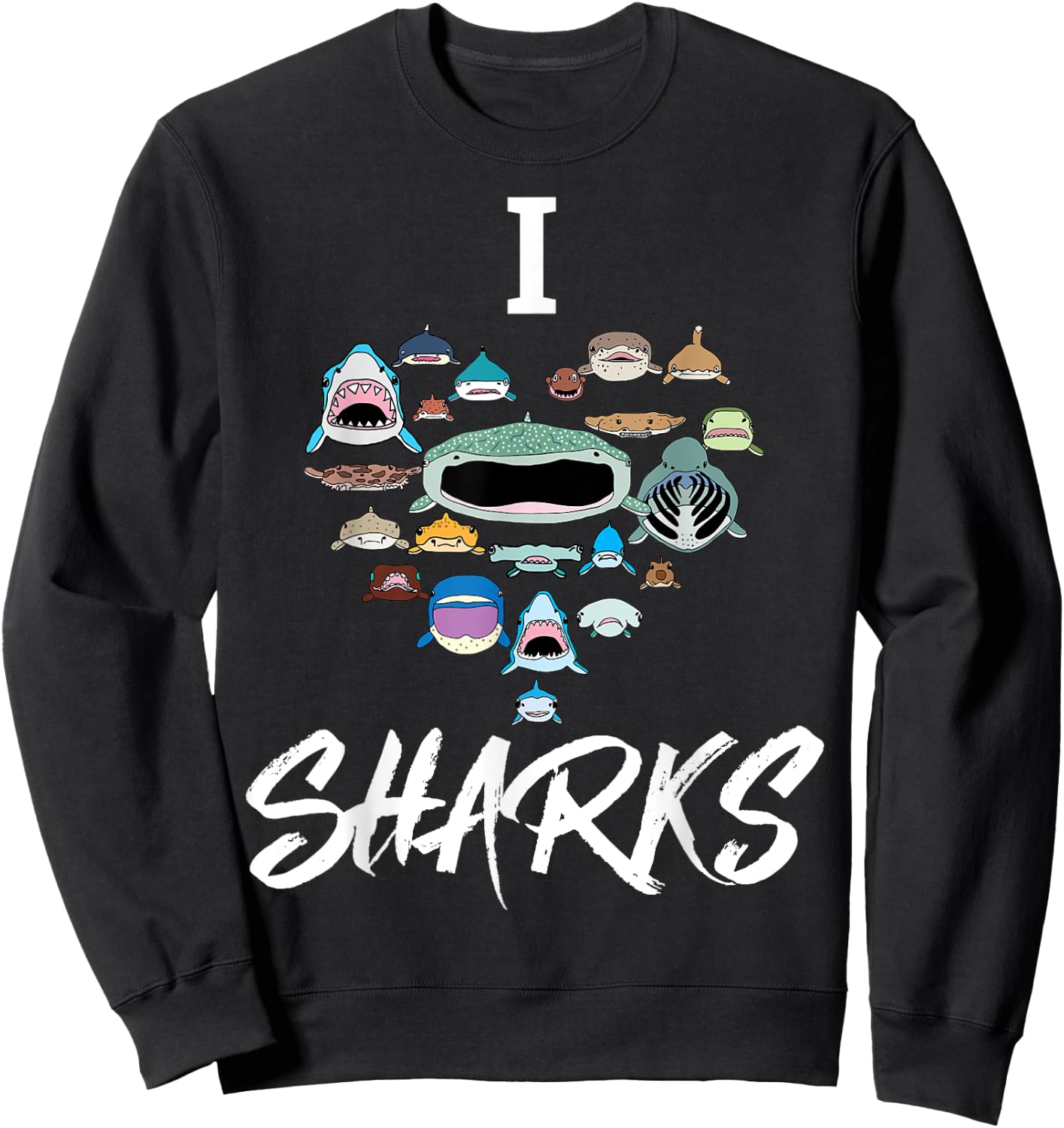 Types Of Sharks Shirt Educational Shark Fun for Kids Boys Sweatshirt - Sweatshirt | Black