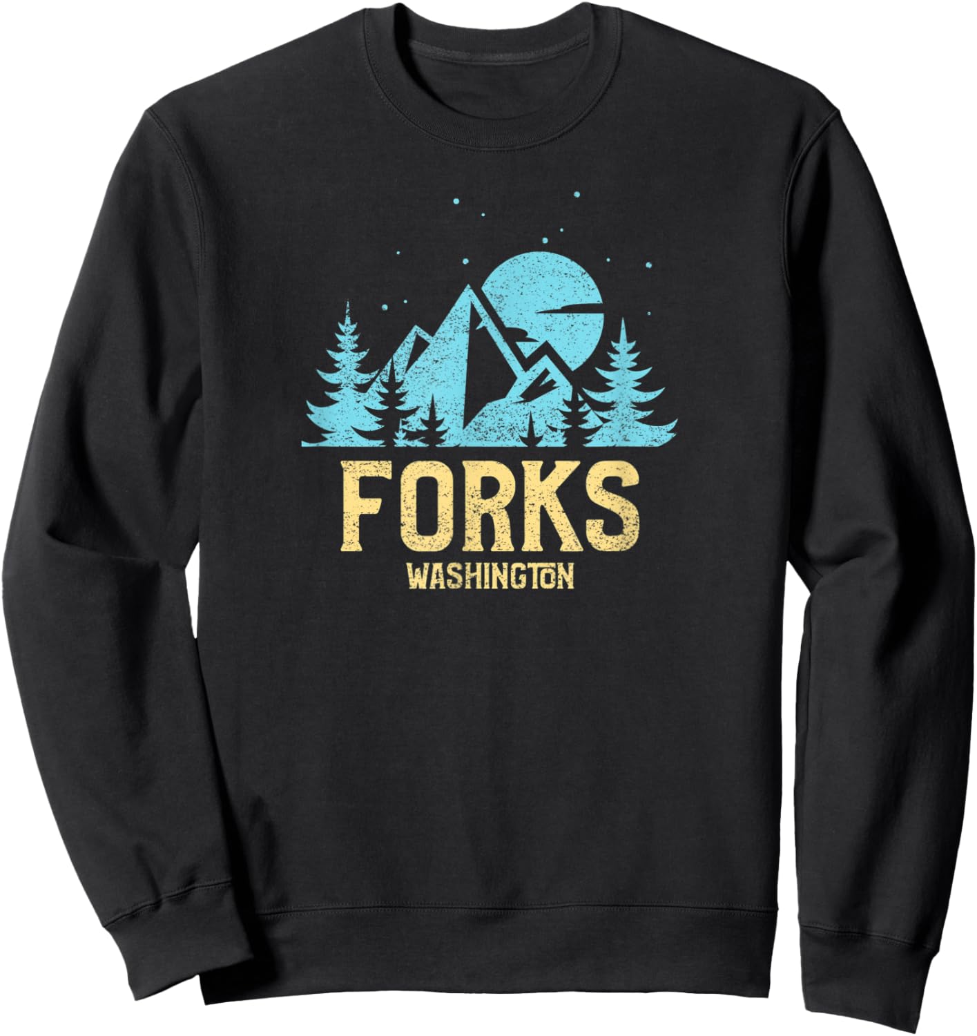 Forks Washington, Outdoors, WA NW retro style, great Gift Sweatshirt - Sweatshirt | Black