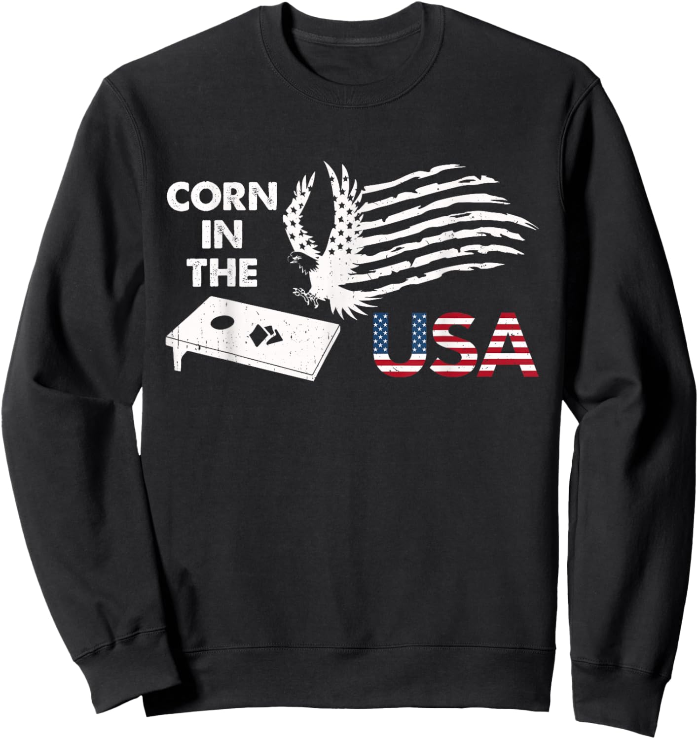 Patriotic Cornhole Player Corn In The USA American Flag Sweatshirt - Sweatshirt | Black