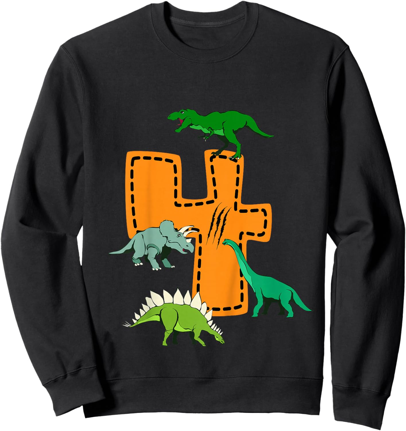 I'm 4 Dinosaurs 4th Children's Son's Dino Birthday Party Sweatshirt - Sweatshirt | Black
