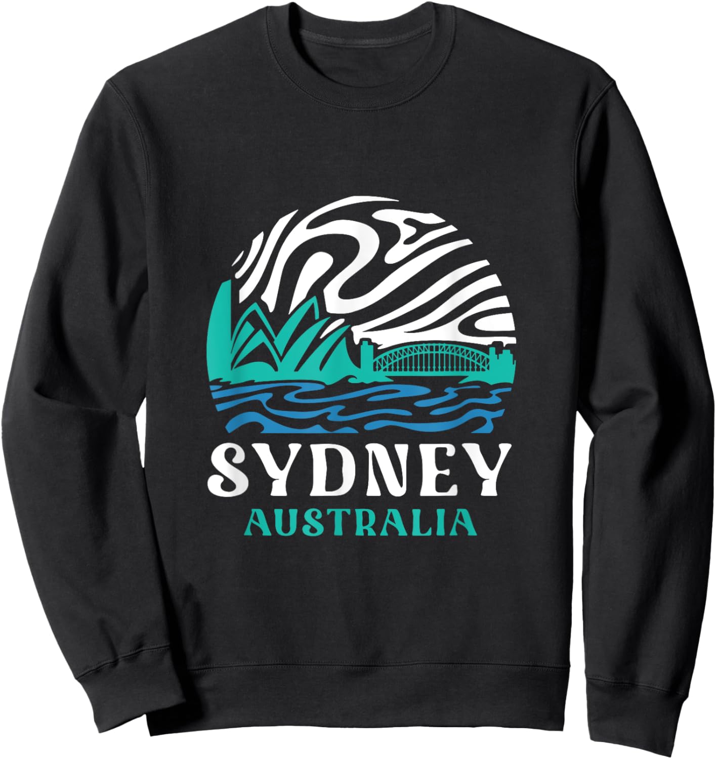 Vintage Retro Sydney Opera House Harbour Bridge Australia Sweatshirt - Sweatshirt | Black