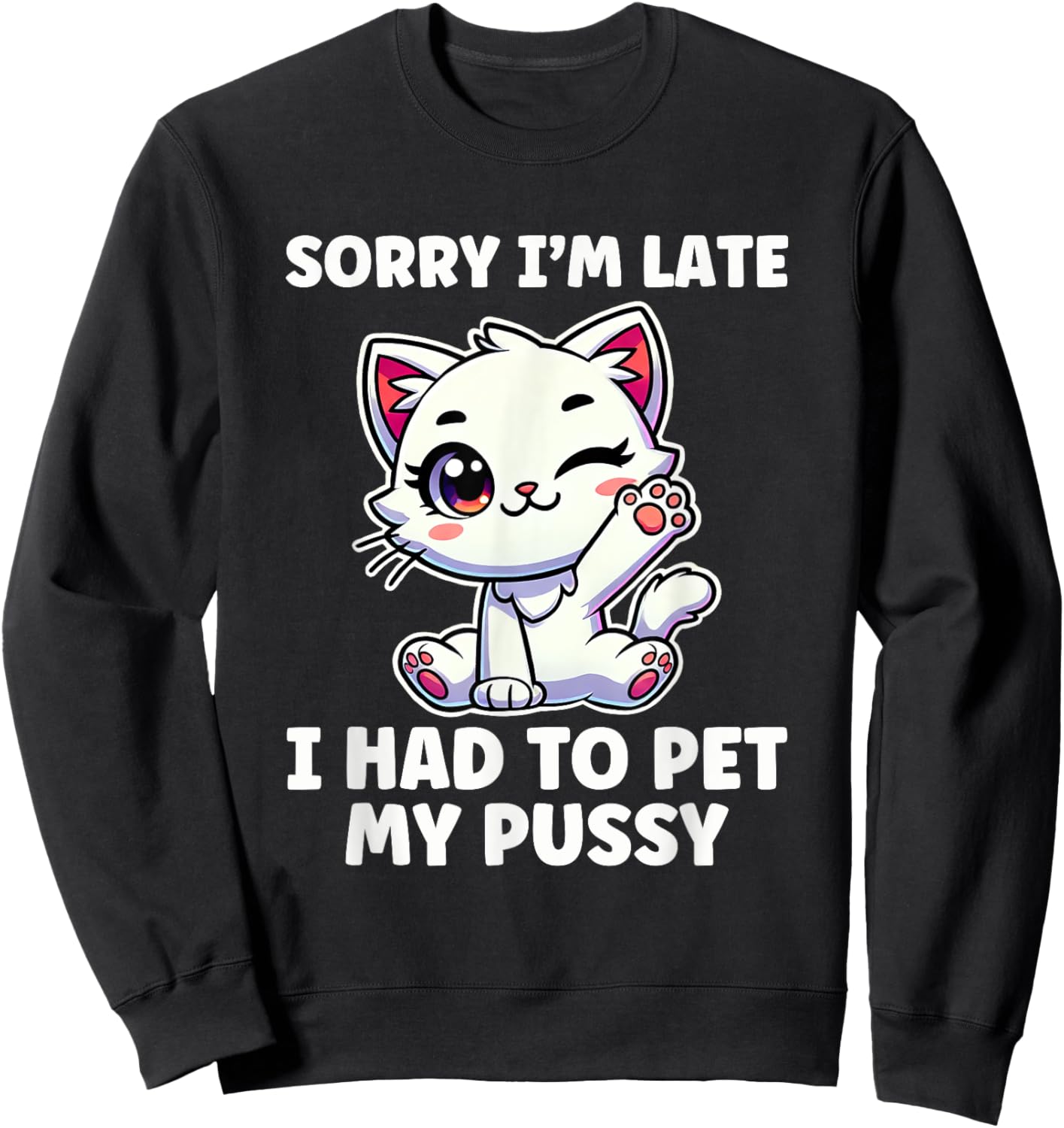 Had To Pet My Pussy Inappropriate Women Adult Humor Sweatshirt - Sweatshirt | Black