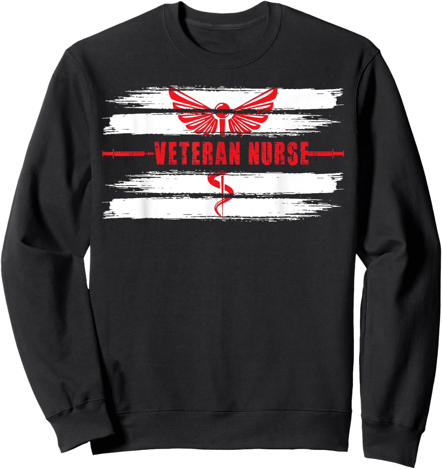 Proud Veteran Nurse Veteran Nursing Caduceus Sweatshirt - Sweatshirt | Black