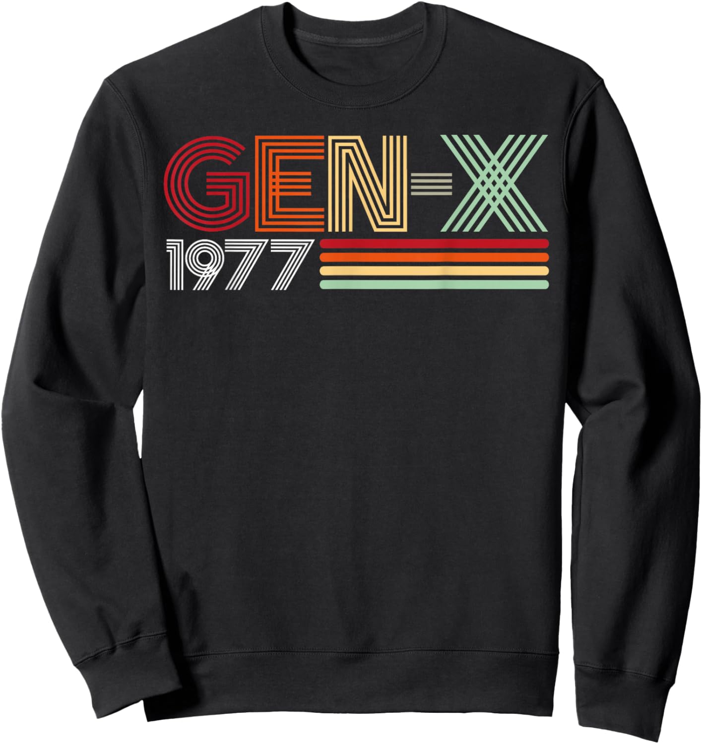 Gen X 1977 Retro Generation Xer Vintage Text Style Sweatshirt - Sweatshirt | Black