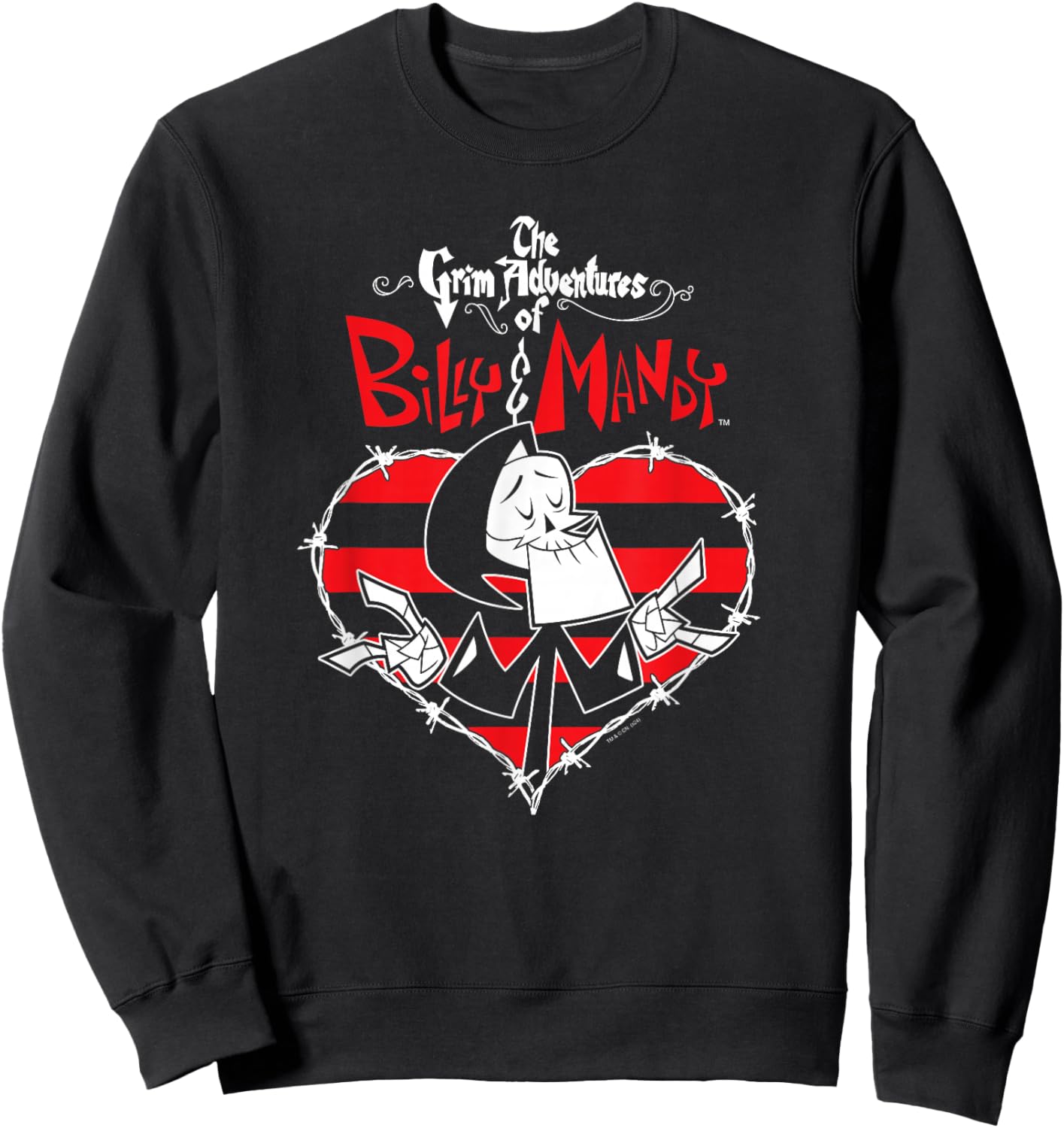 Grim Adventures of Billy & Mandy Reaper Striped Thorn Heart Sweatshirt - Sweatshirt | Black