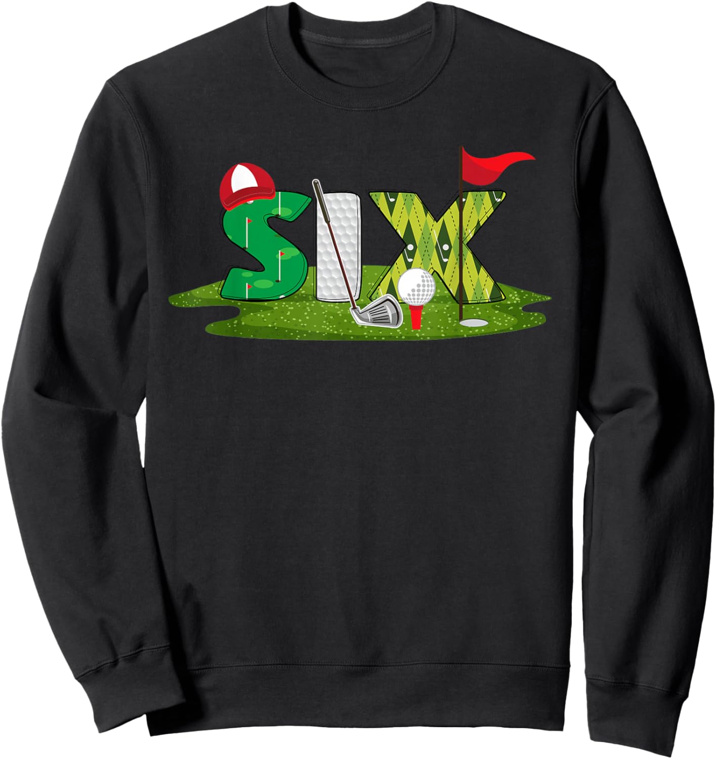 6th Birthday Golf Theme 6 Year Old Kids Sport Party Sweatshirt - Sweatshirt | Black