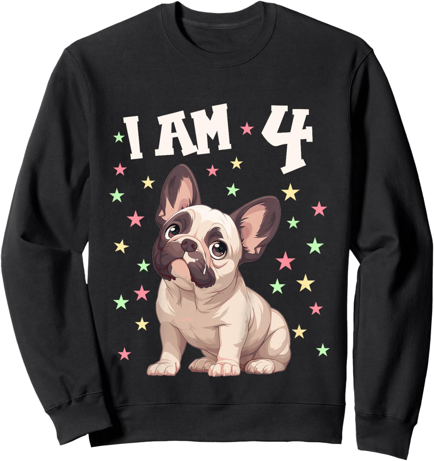 4 Years old 4th birthday French Bulldogs French Bulldog Kids Sweatshirt - Sweatshirt | Black