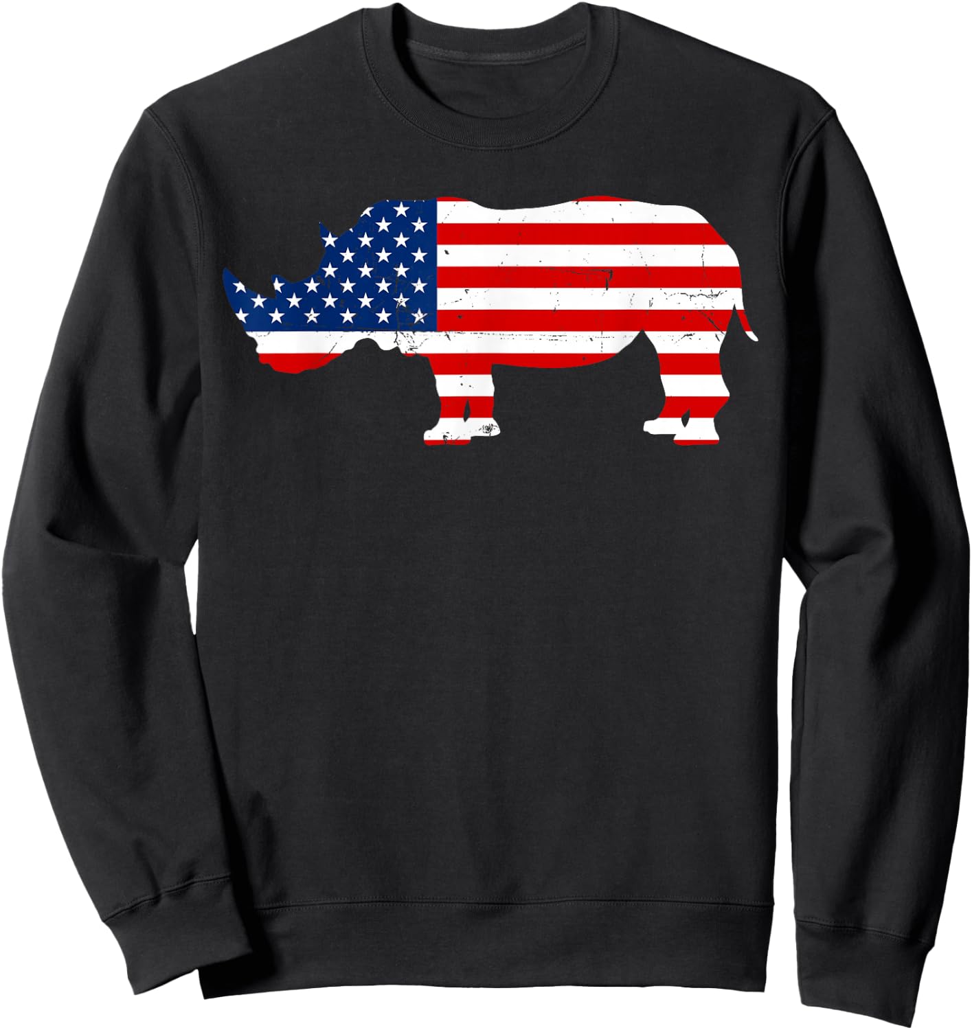 Rhino Lover Rhinoceros Horn Safari Wildlife Independence Day Sweatshirt - Sweatshirt | Black