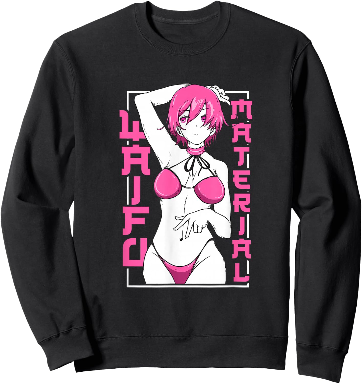 Japanese Anime Shirt Waifu Sexy Anime Girl Anime Lovers Weeb Sweatshirt - Sweatshirt | Black