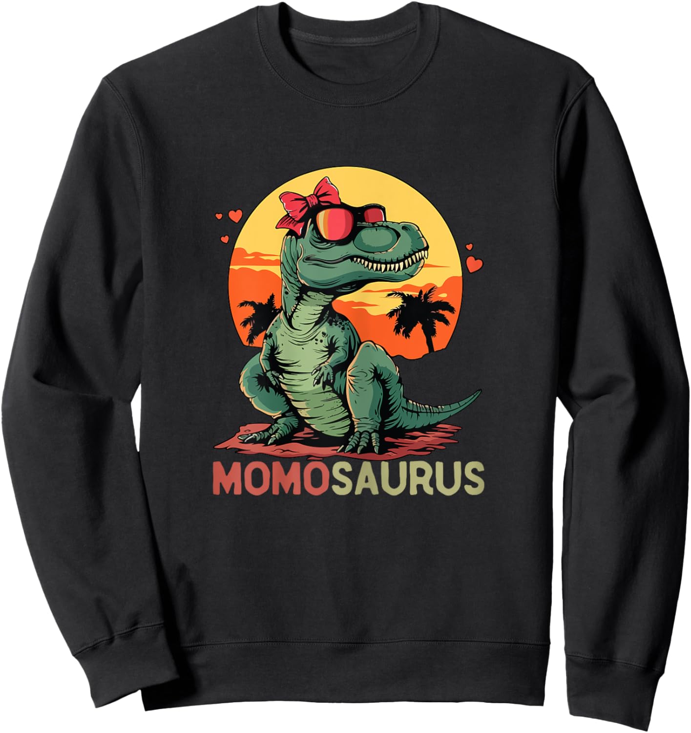 MomoSaurus Dino Dinosaur Momo-Saurus T-Rex Mother's Day Trex Sweatshirt - Sweatshirt | Black