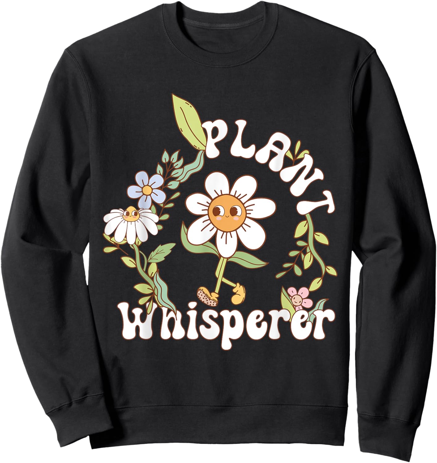 Plant Whisperer Groovy sunflower Funny Gardener lover Sweatshirt - Sweatshirt | Black