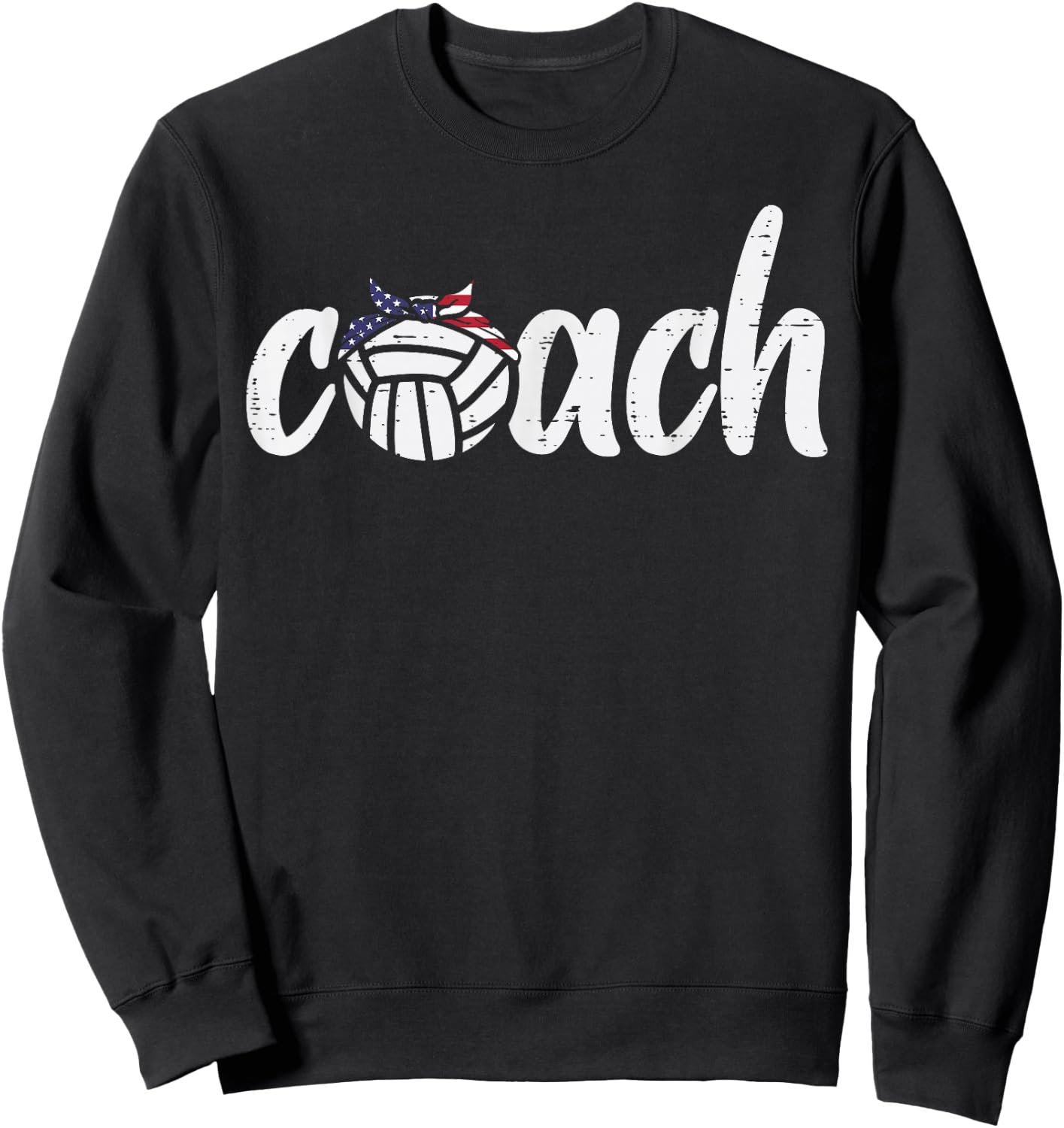 Volleyball Coach US Flag Bandana Vintage Patriotic Men Women Sweatshirt - Sweatshirt | Black