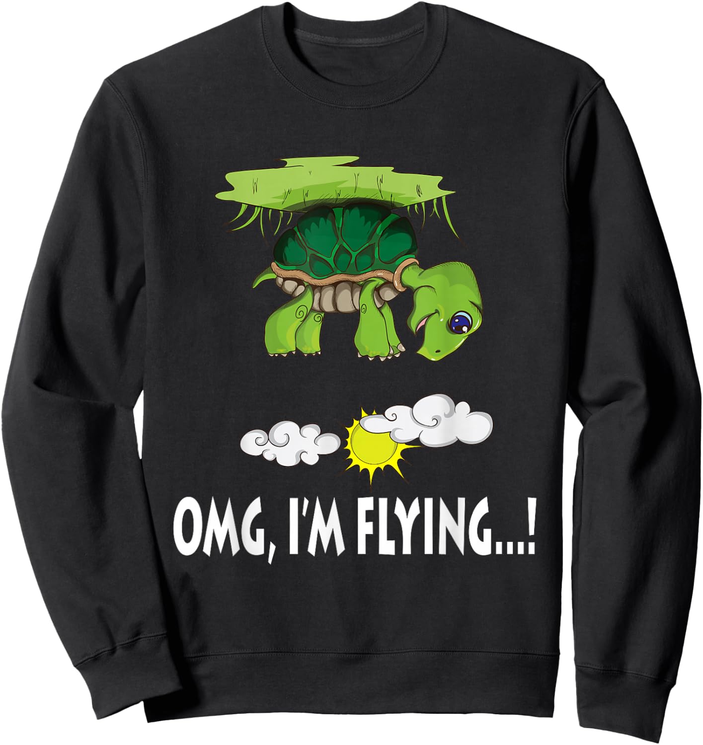 Flying turtle OMG I'm Flying Sweatshirt - Sweatshirt | Black