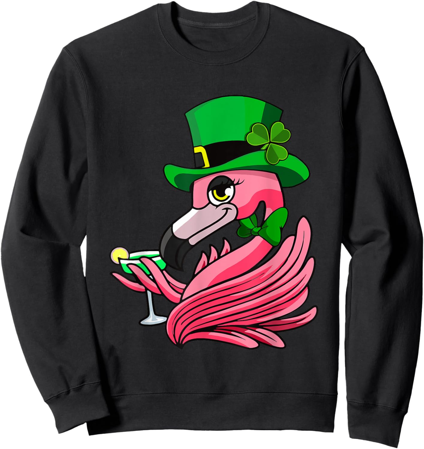 Irish Flamingo leprechaun Funny St Patrick's Day Sweatshirt - Sweatshirt | Black