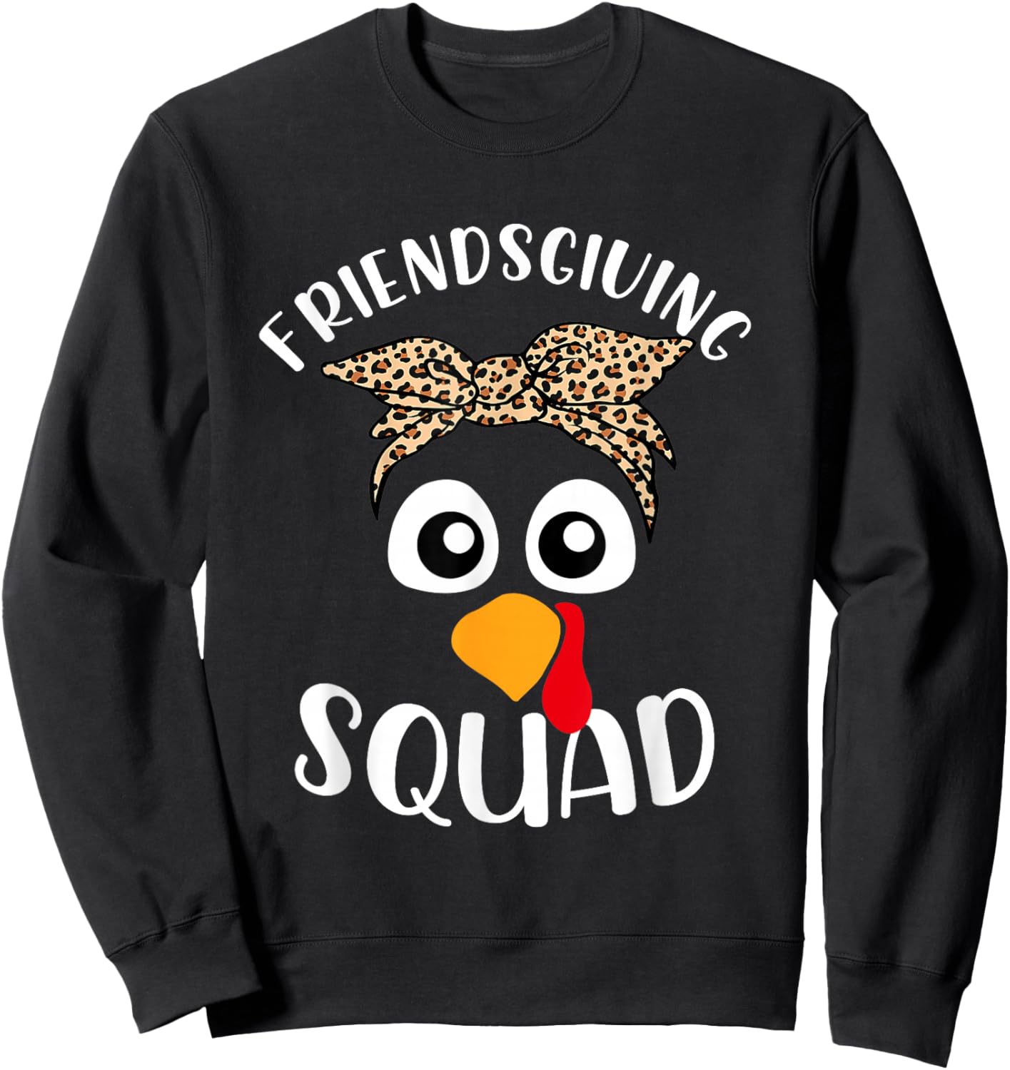Turkey Face Leopard Headband Thanksgiving Pilgrim Sweatshirt - Sweatshirt | Black