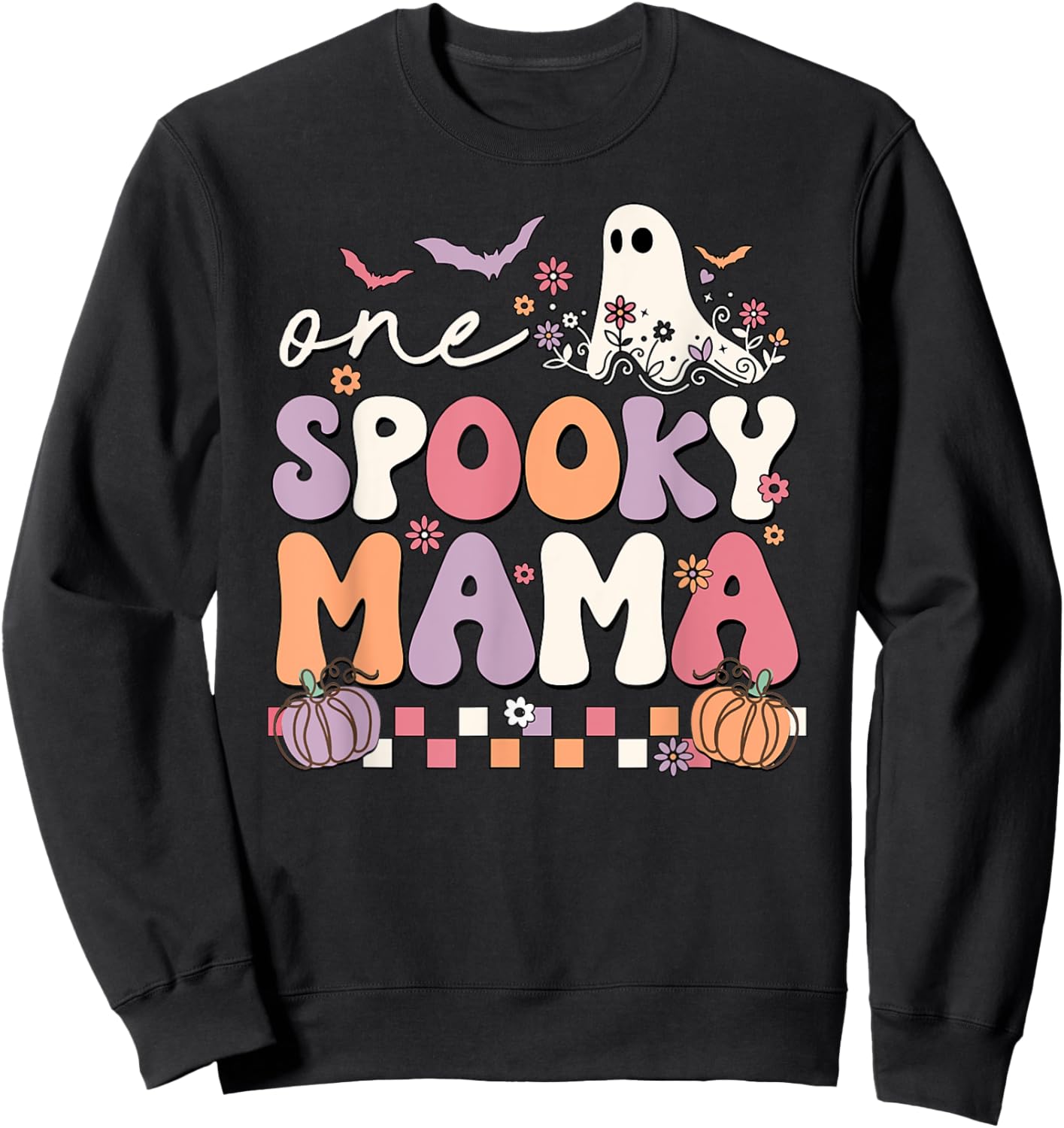 One Spooky Mama Halloween Spooky Ghost Sweatshirt - Sweatshirt | Black