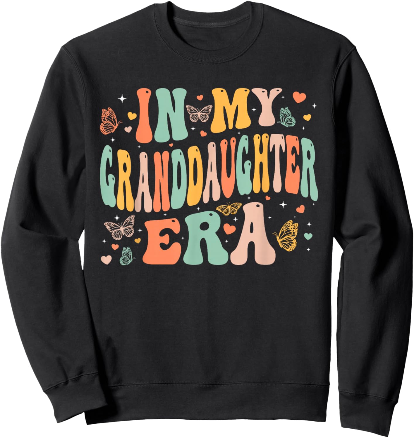 Retro Groovy In My Granddaughter Era Mother's Day Kids Girls Sweatshirt - Sweatshirt | Black