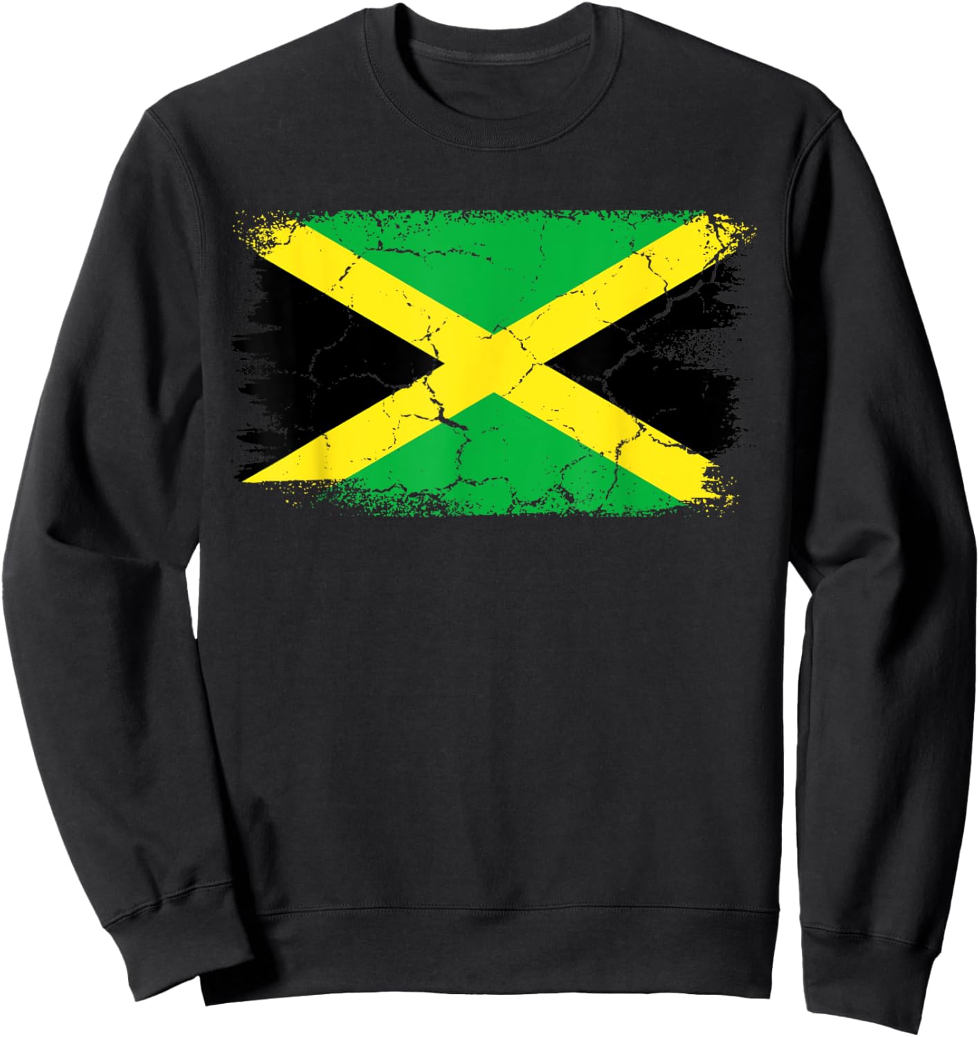 Retro Vintage Jamaican Flag Distress Jamaica Sweatshirt - Sweatshirt | Black