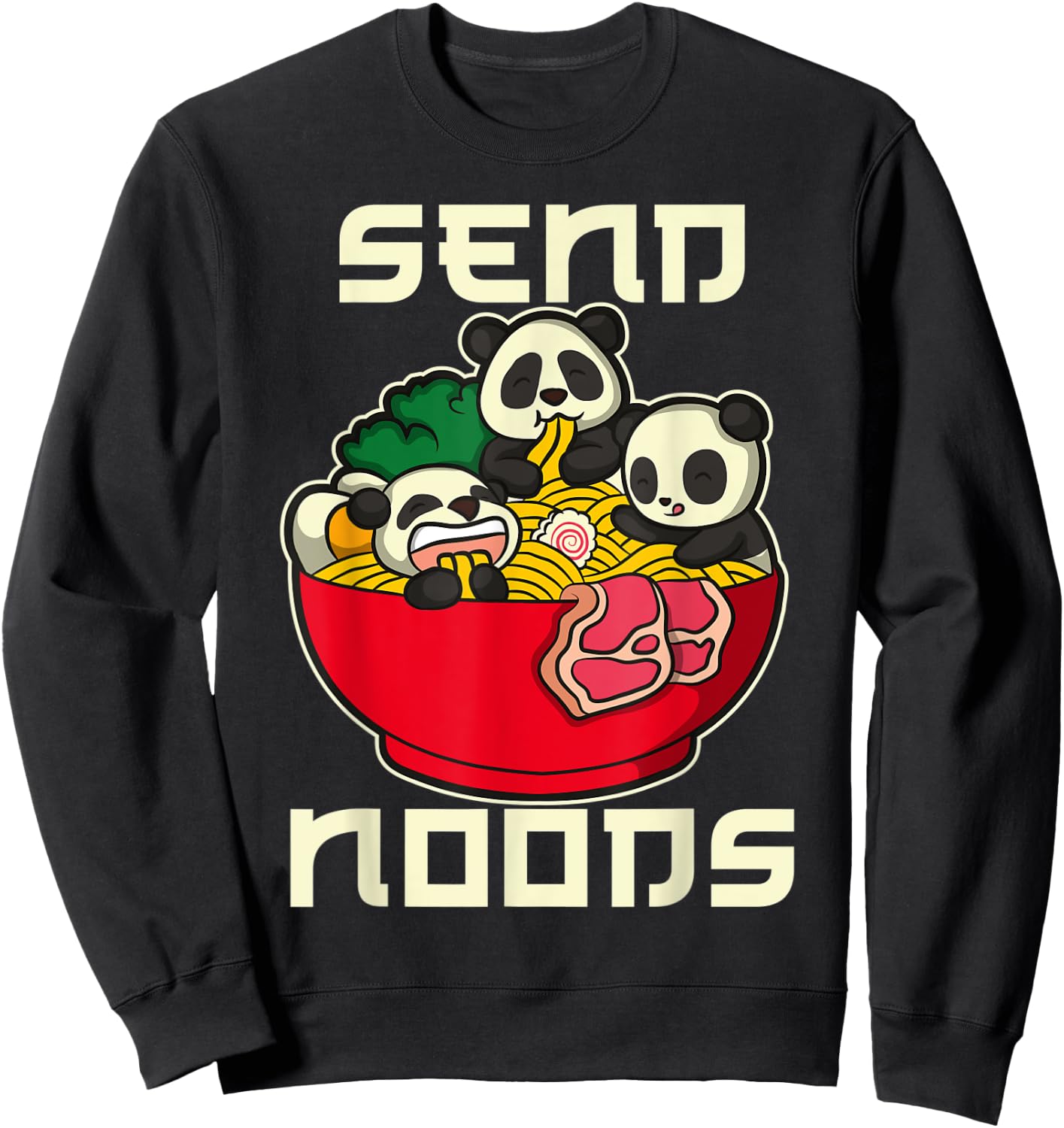 Japanese Anime Kawaii Ramen Noodles Panda Sweatshirt - Sweatshirt | Black