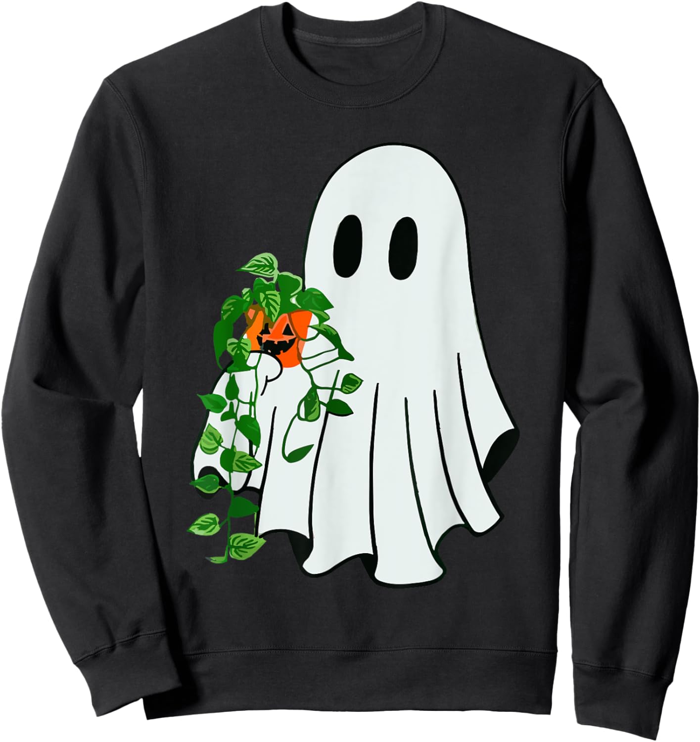 Cute Ghost Plant Lady Halloween Ghost Gardening Grandma Mom Sweatshirt - Sweatshirt | Black