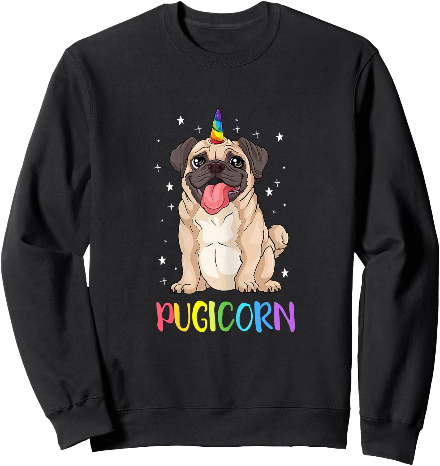 Girl Pugicorn funny pug Lover unicorn Pug Owner Sweatshirt - Sweatshirt | Black