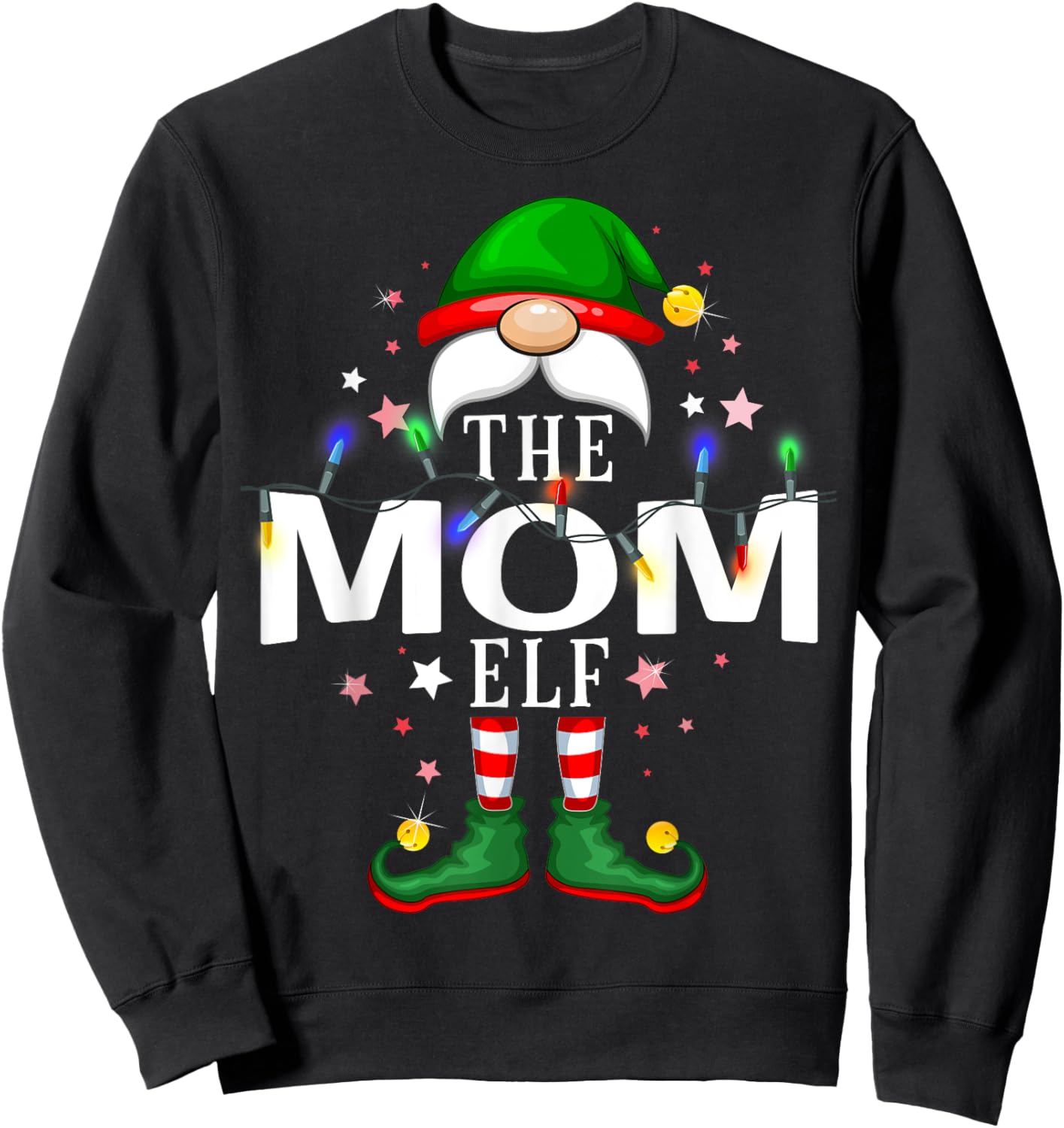 The Mom Elf Christmas Family Pajama Party Sweatshirt - Sweatshirt | Black