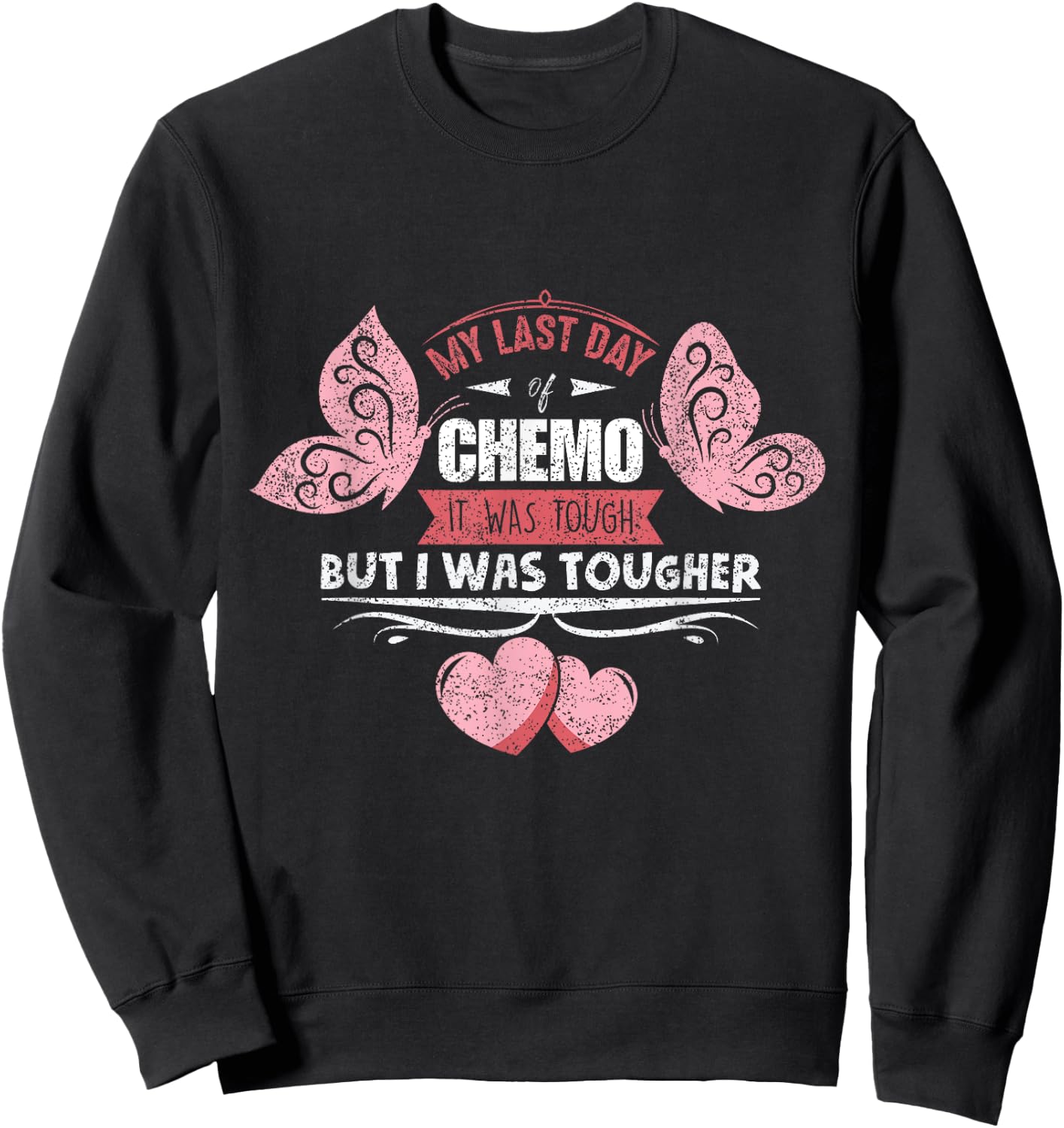 Last Chemo Day Gift Serious Illness Warrior - Women's Classic - Black - Small - Short Sleeve - Lace Embellishment Sweatshirt - Sweatshirt | Black