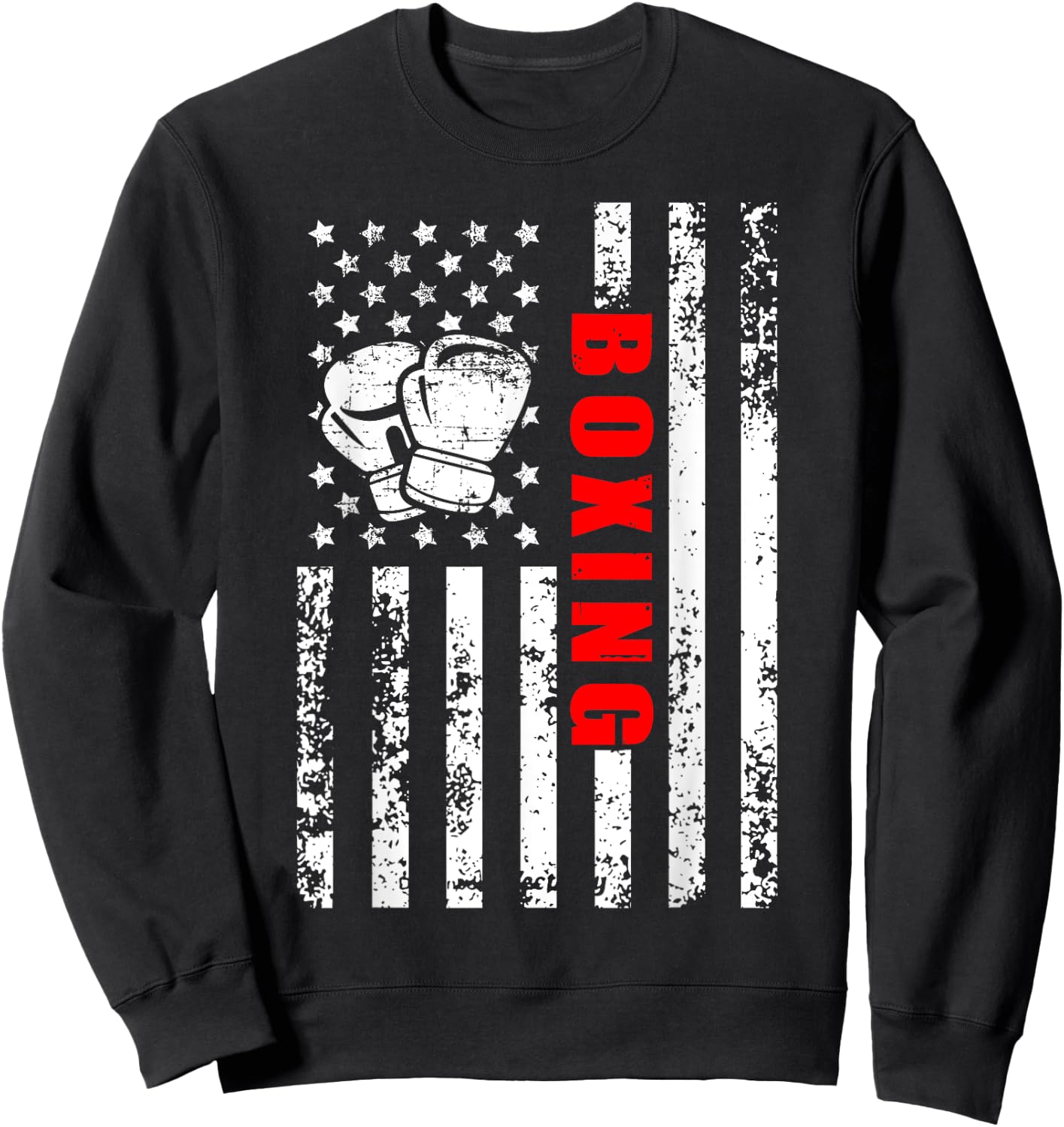 American Flag Boxing Patriotic Boxing Sweatshirt - Sweatshirt | Black