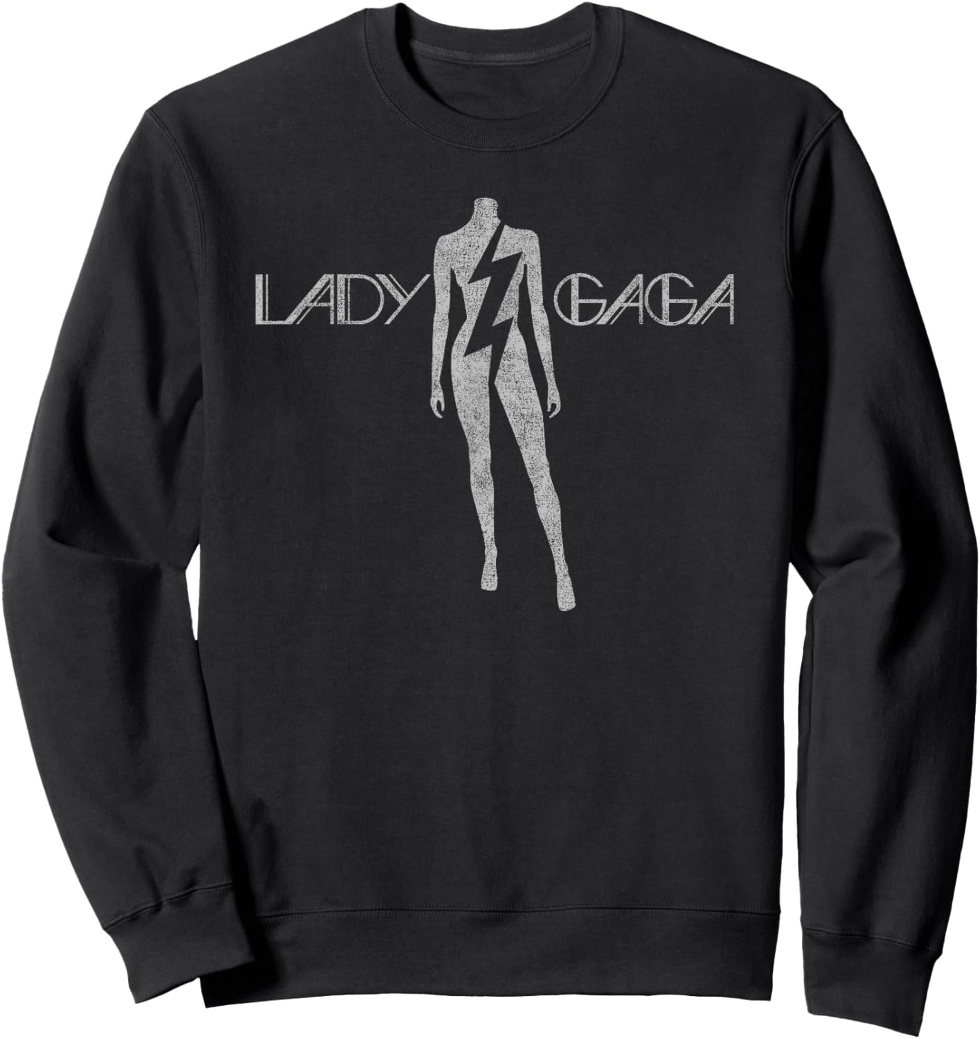 Official Lady Gaga Lightning White Logo Sweatshirt - Sweatshirt | Black