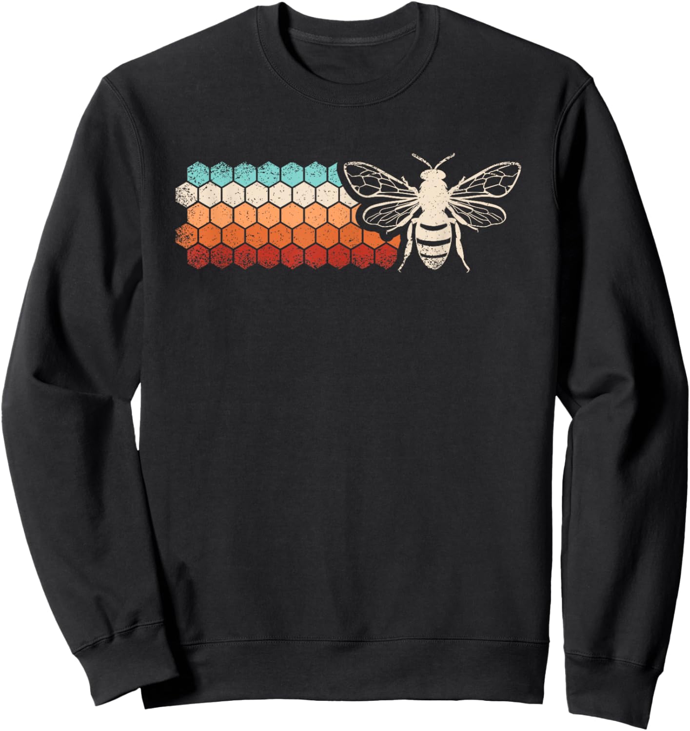 Retro Bee Honeycomb Beekeeping Beekeeper Men Women Kids Sweatshirt - Sweatshirt | Black