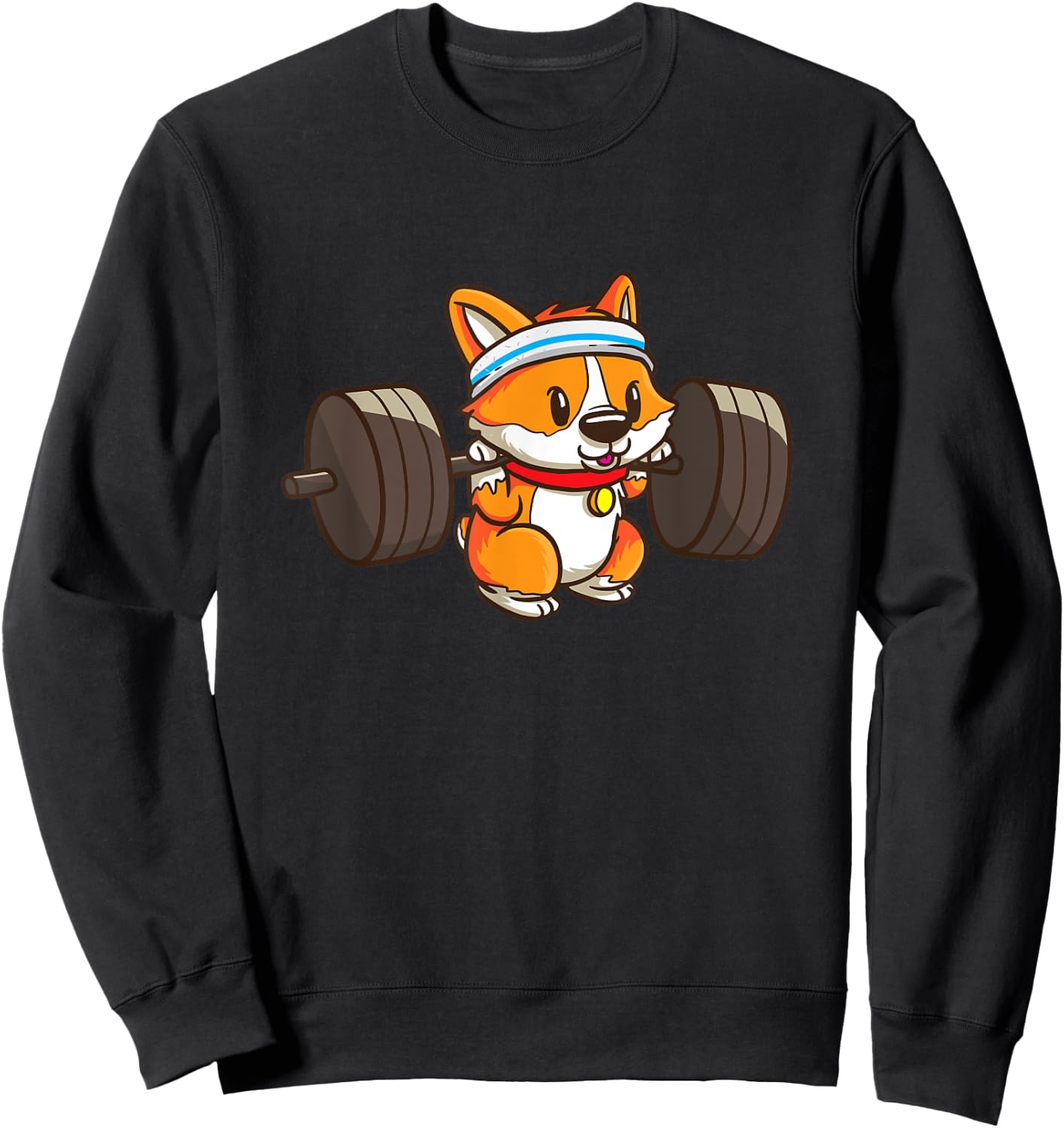 Cute Corgi Weightlifting Dog Lover Girls Sweatshirt - Sweatshirt | Black