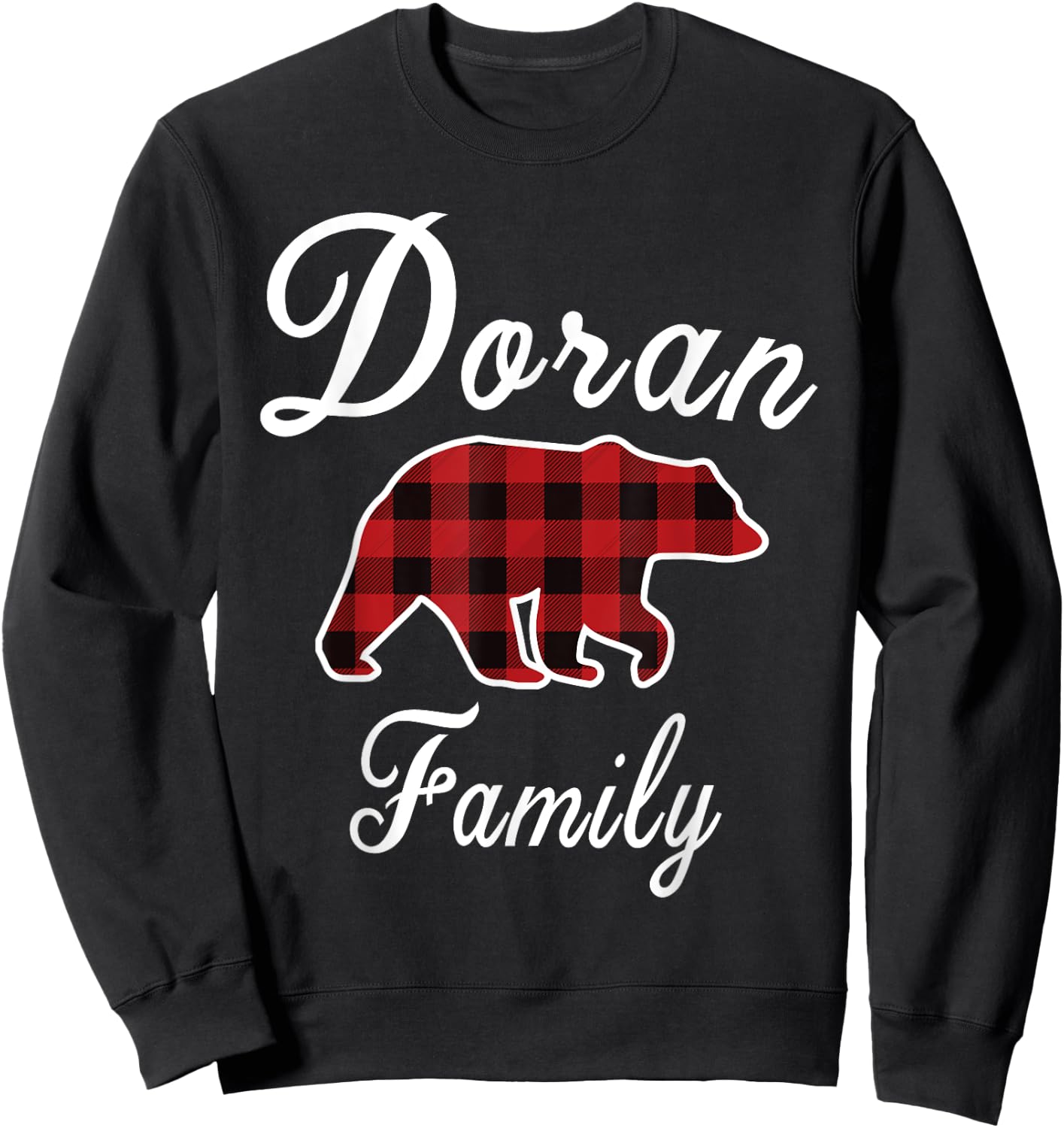 DORAN Family Bear Red Plaid Christmas Pajama Men Women Gift Sweatshirt - Sweatshirt | Black