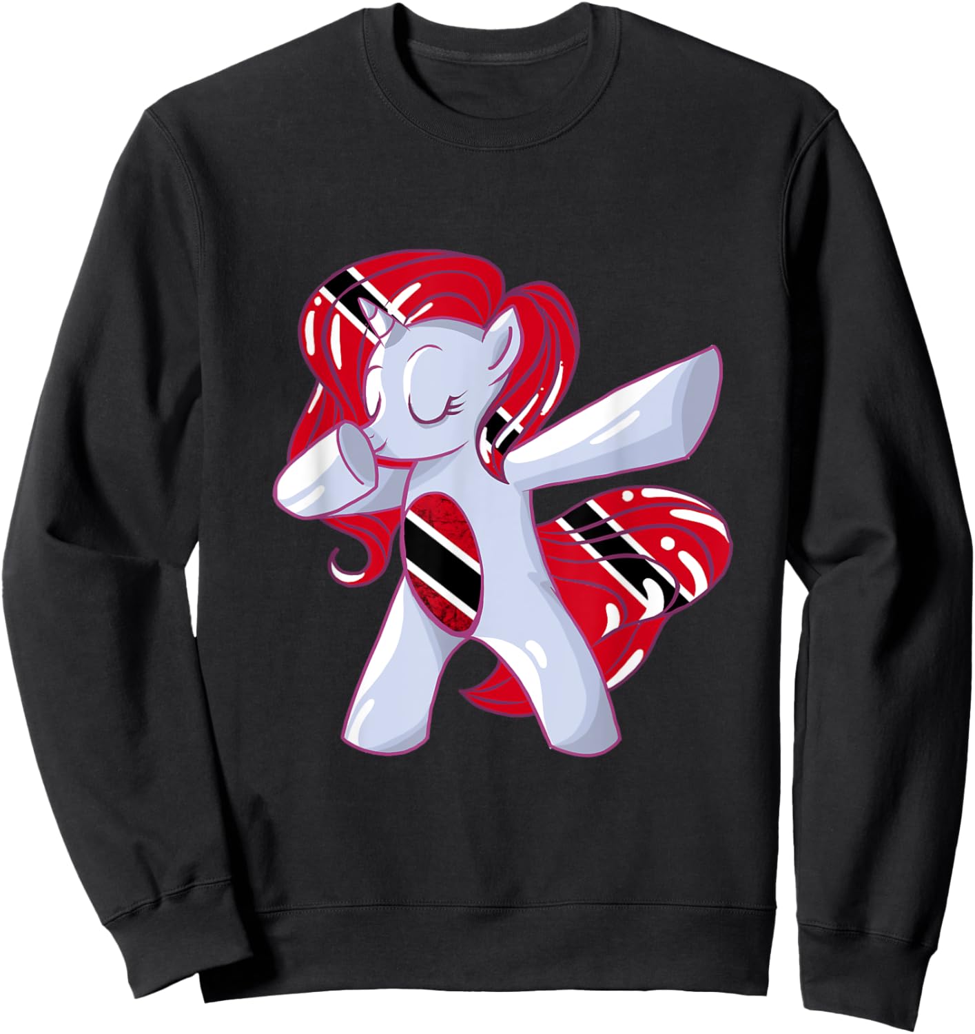 Dabbing Unicorn Trinidadian Flag Trinidad And Tobago Sweatshirt - Sweatshirt | Black