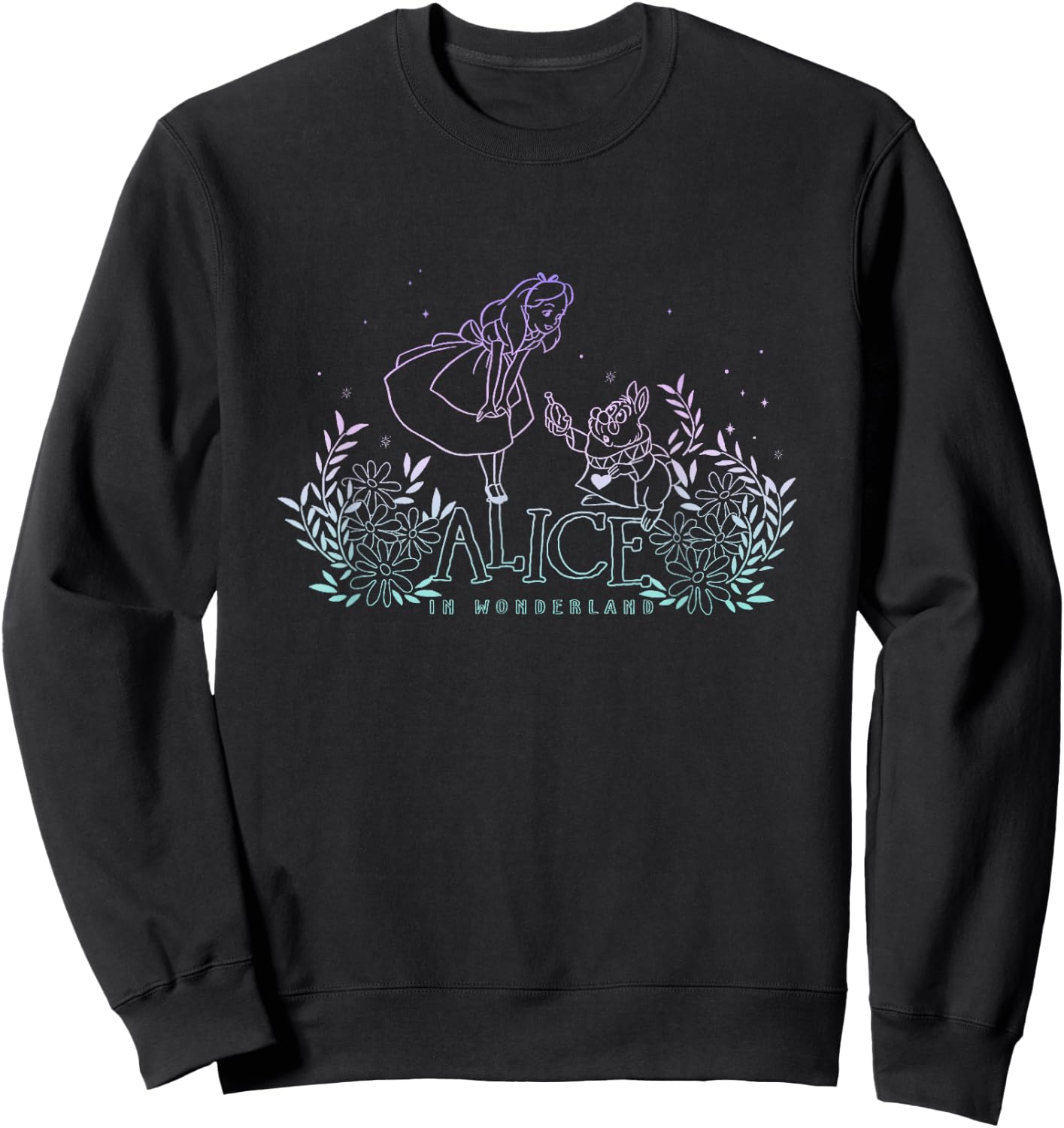 Disney Alice In Wonderland Alice Meets White Rabbit Dark Sweatshirt - Sweatshirt | Black
