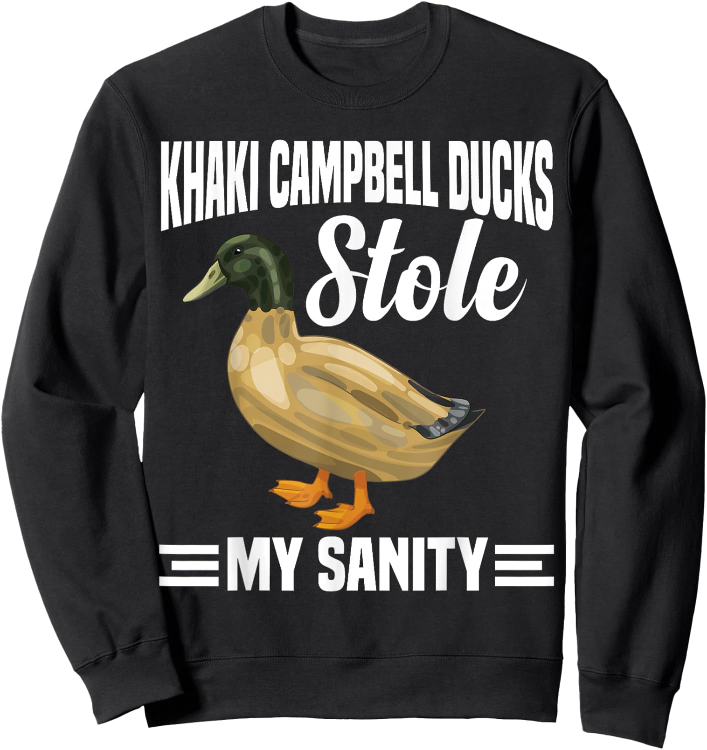 Khaki Duck Lover Campbell Duck Necklace Toys Khaki Ducks Sweatshirt - Sweatshirt | Black