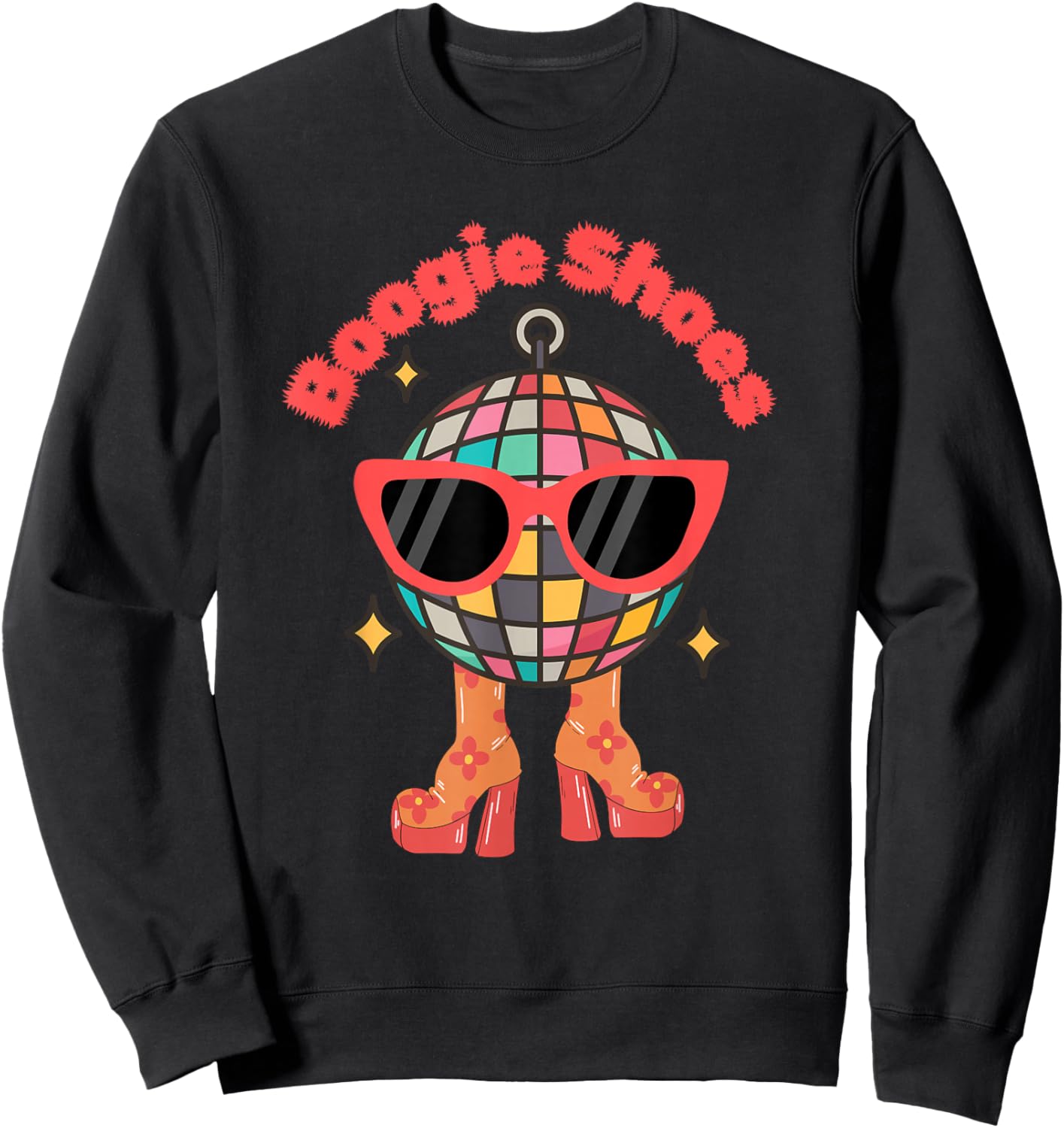 Retro 70s 80s Disco Party Apparel Boogie Shoes Disco Boots Sweatshirt - Sweatshirt | Black