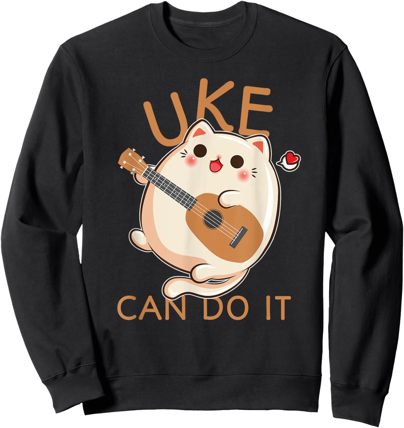 Ukulele print Funny Uke Can Do It Cat Playing product Gift Sweatshirt - Sweatshirt | Black