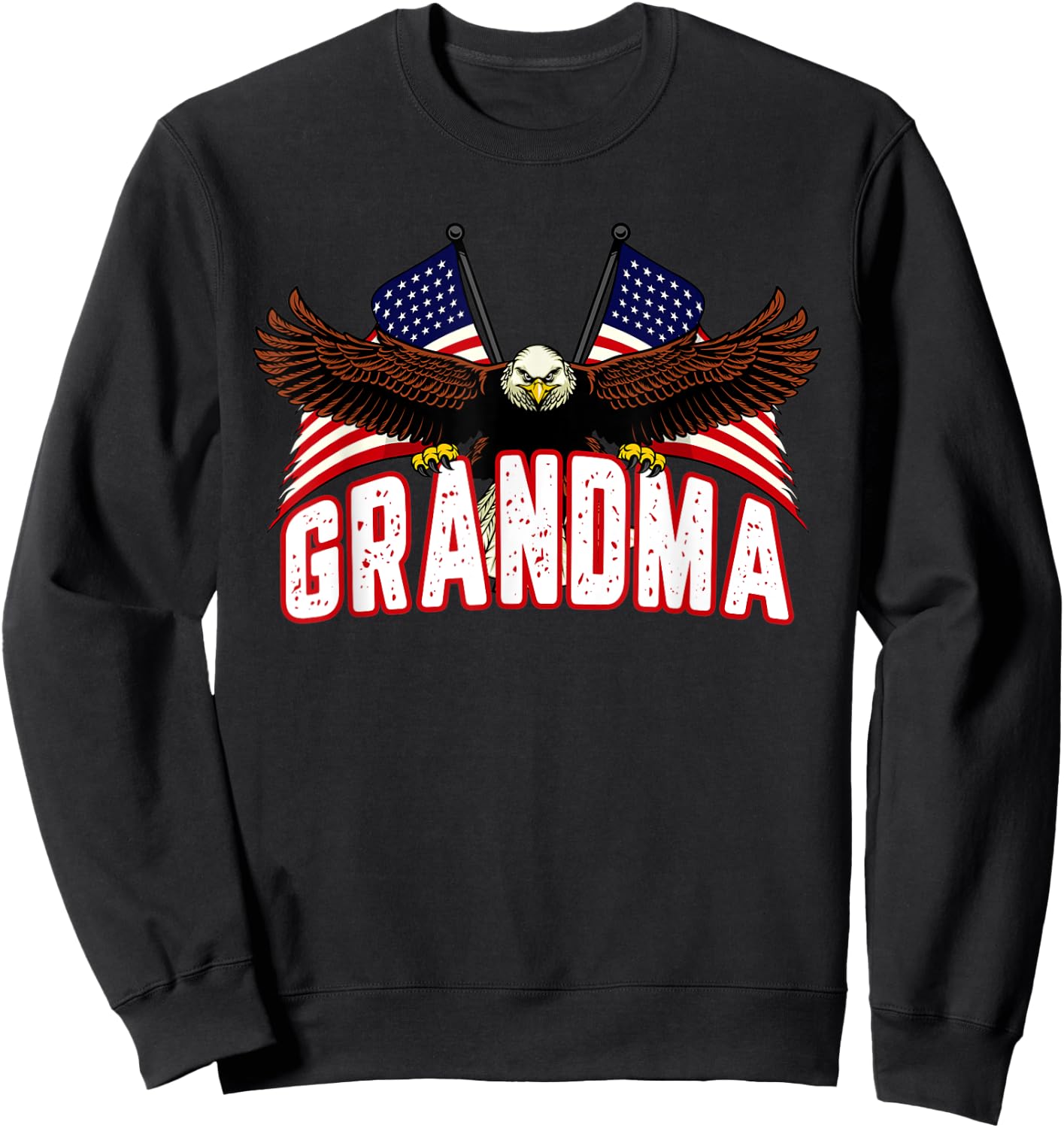 Retro Grandma American Flag Bald Eagle Patriotic 4th of July Men Sweatshirt - Sweatshirt | Black