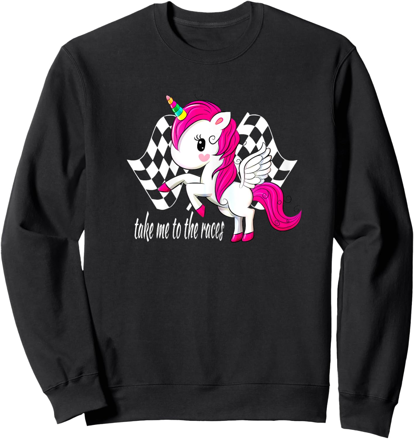 Dirt Track Racing Shirt Take Me To The Races Checkered Flag Sweatshirt - Sweatshirt | Black