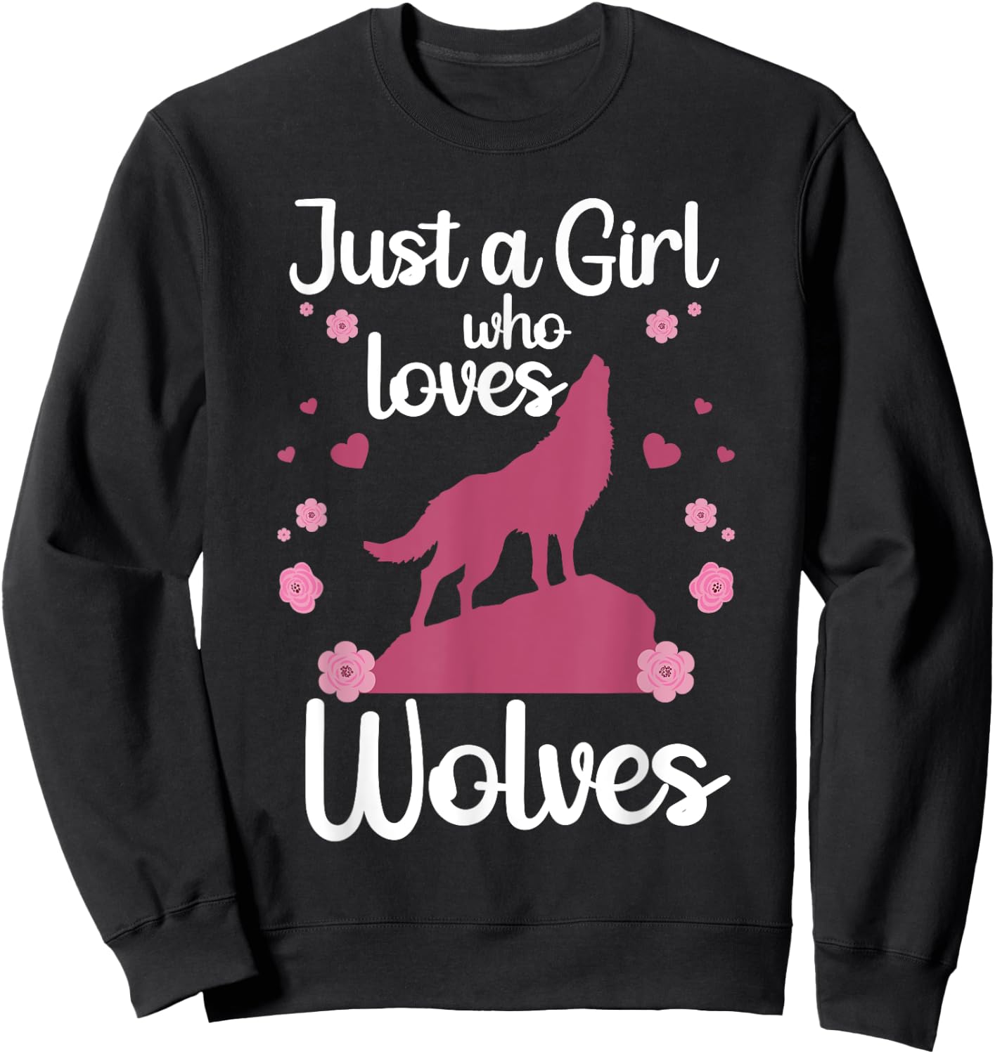 Cool Wolf Girls Howling Wolf Lover Animal Wolves Sweatshirt - Sweatshirt | Black
