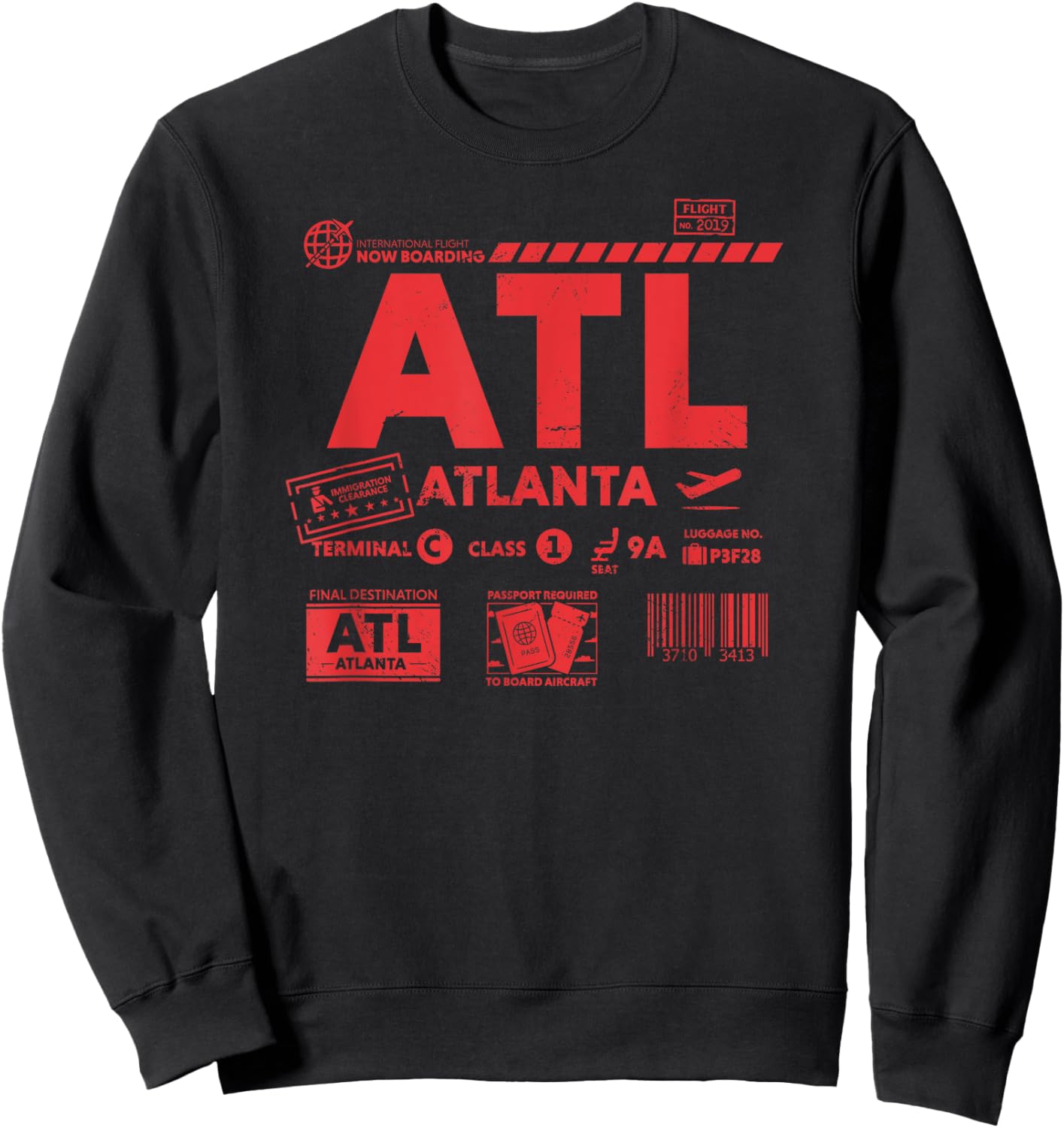 Vintage Atlanta ATL Airport Code Travel Day Retro Travel ATL Sweatshirt - Sweatshirt | Black