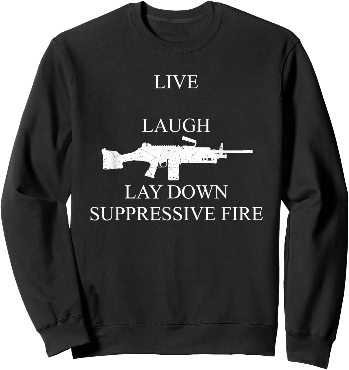 Dinosaurus Rekx M249 Machine Gun Funny Graphic - Men's Adults X-Small Black Short Sleeve Classic Fit Imported Sweatshirt - Sweatshirt | Black