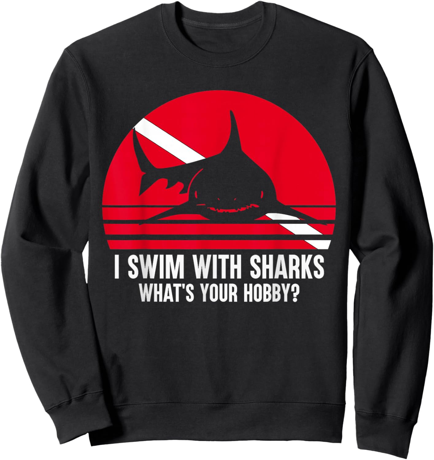 Scuba Diver Gift Shark Ocean Vintage Scuba Diving Flag Sweatshirt - Sweatshirt | Black