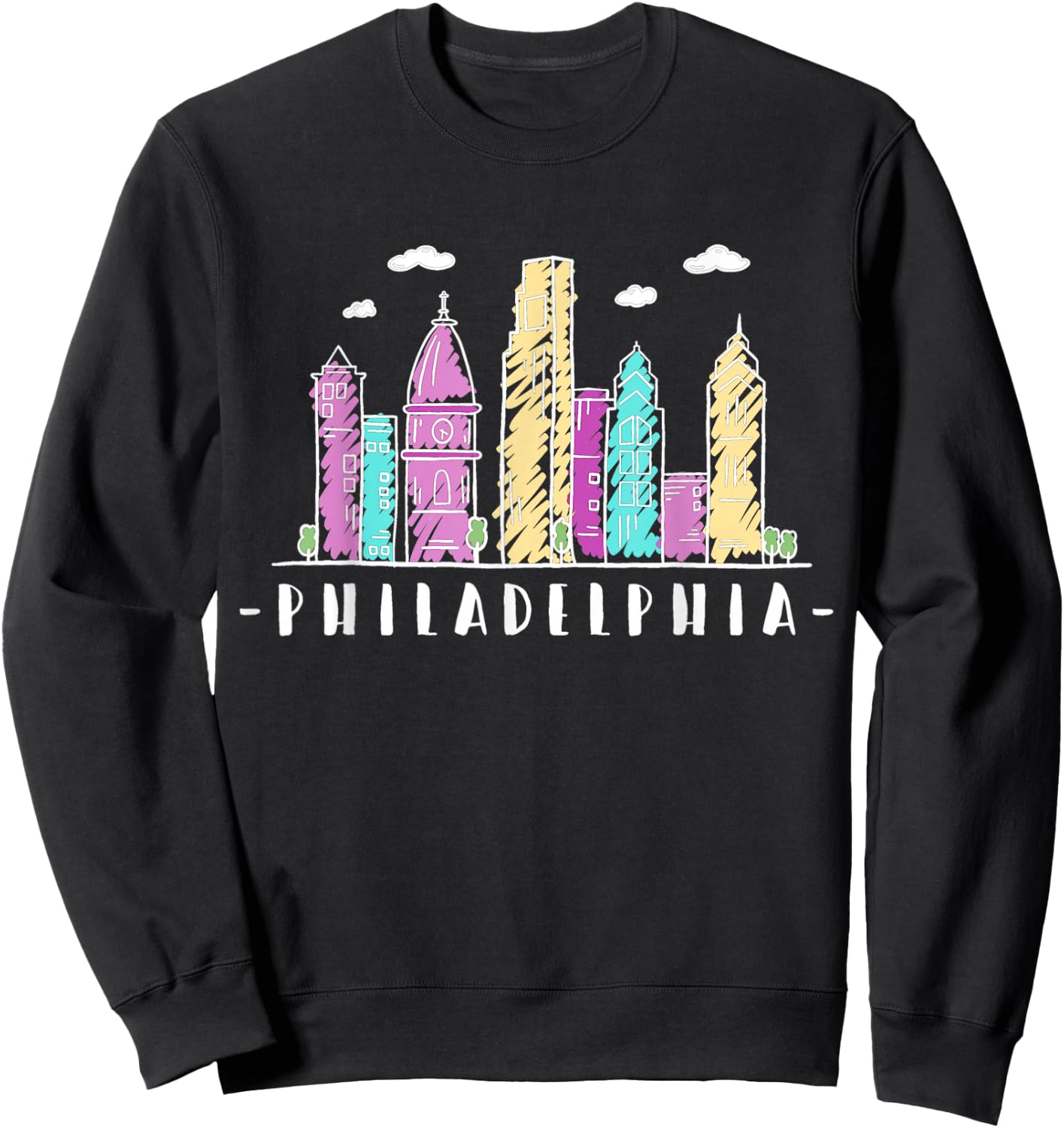 Philadelphia Skyline Pennsylvania Souvenir Gift Sweatshirt - Sweatshirt | Black
