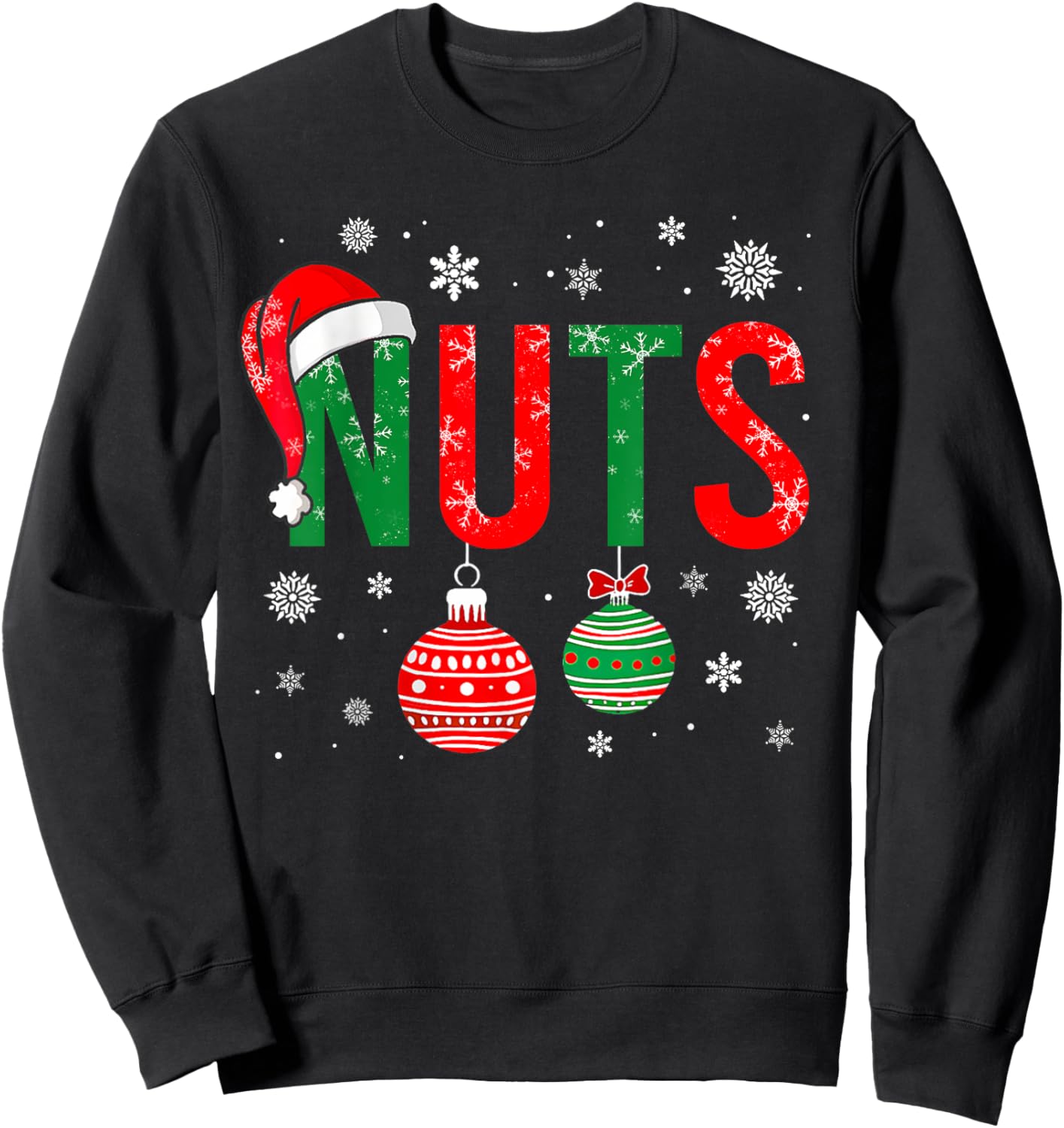 Chest Nuts Christmas Funny Matching Couple Pajama Chestnuts Sweatshirt - Sweatshirt | Black